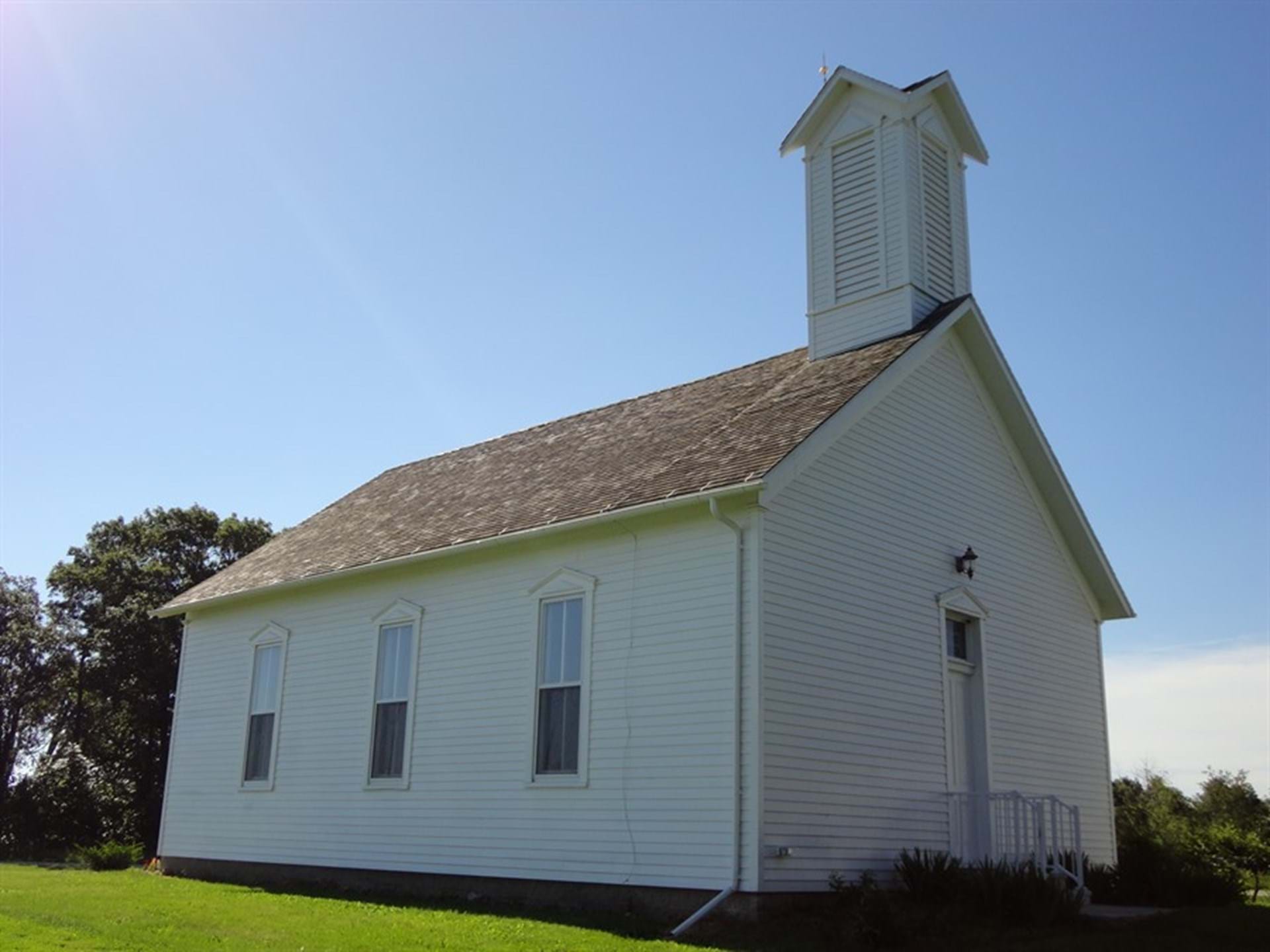The original 1880 Franklin Baptist Church building that was restored in its original location and is now on the National Register of Historic Places