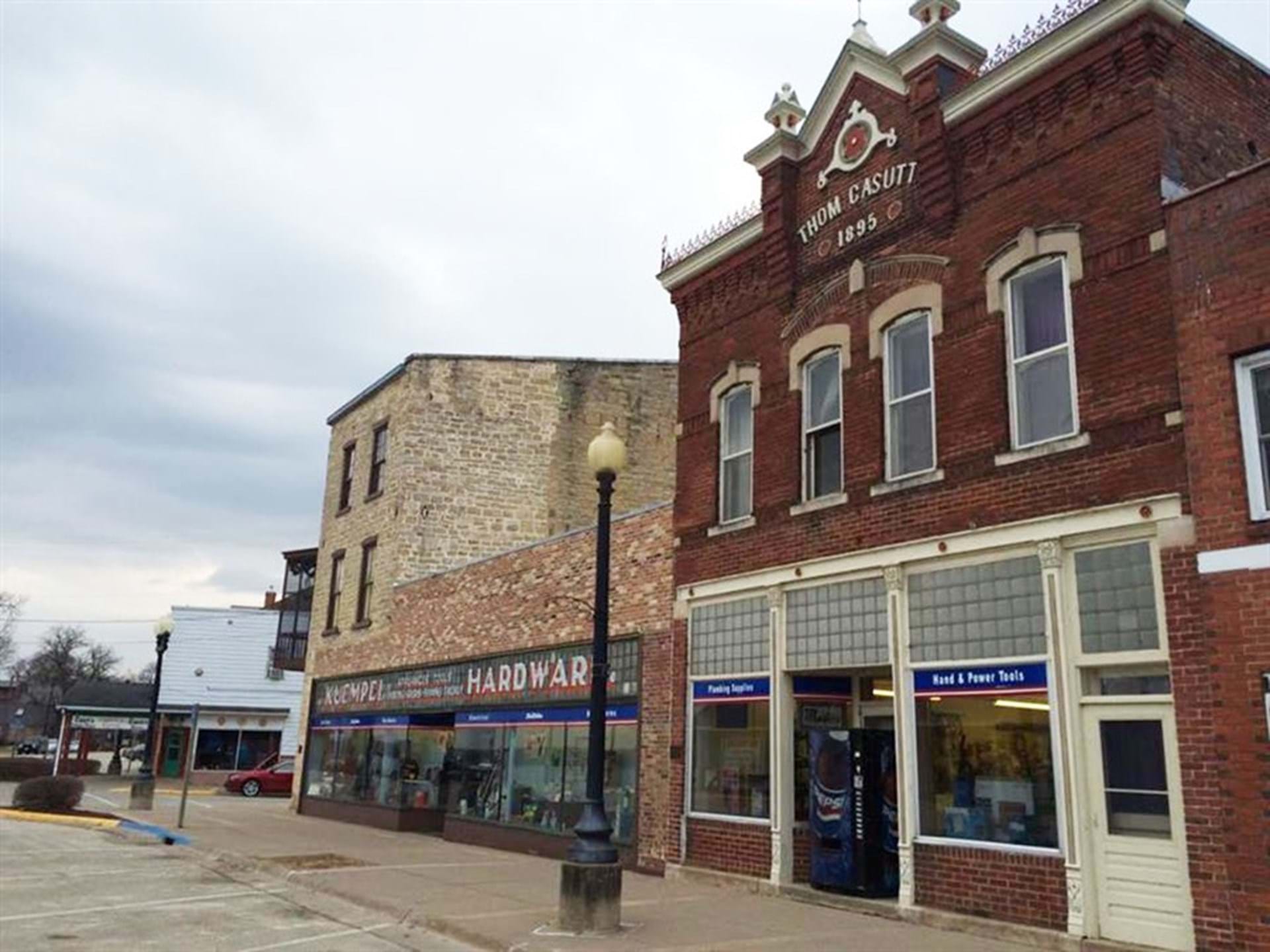 Kuempel Hardware occupies a complex of buildings listed on the National Register of Historic Places