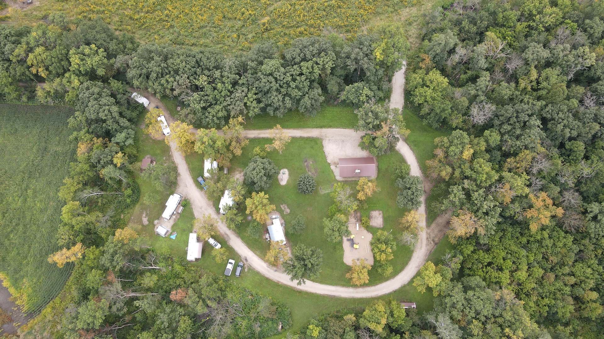 Overhead view of campground looking south