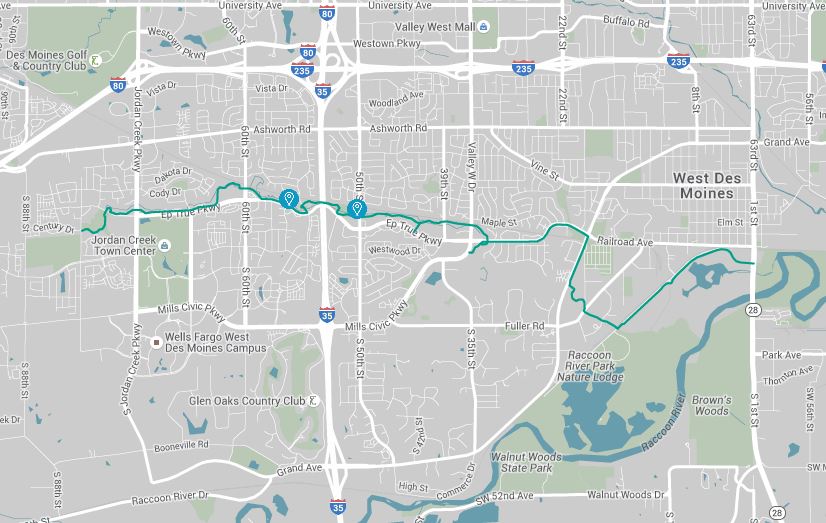 Des Moines Bike Trails Map Jordan Creek Trail: Iowa Tourism Map, Travel Guide, Things To Do: Travel  Iowa