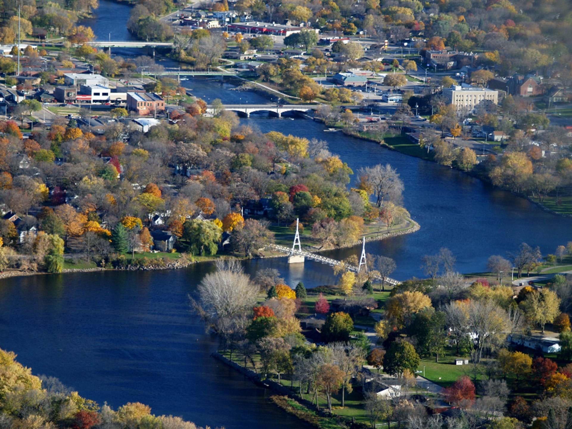 Charles City Aerial View Cedar River