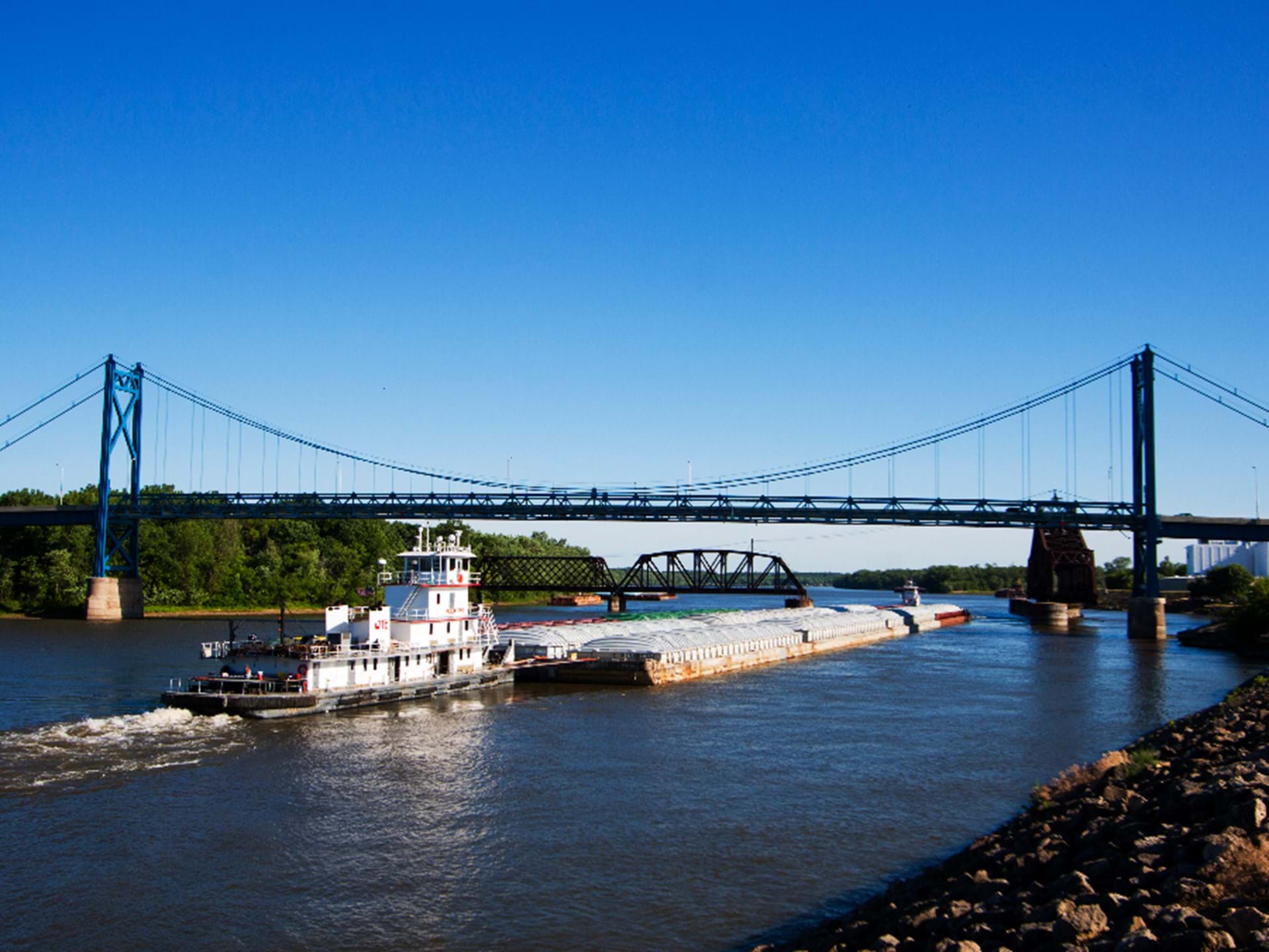 Barge on the Mississippi River, Clinton, Iowa