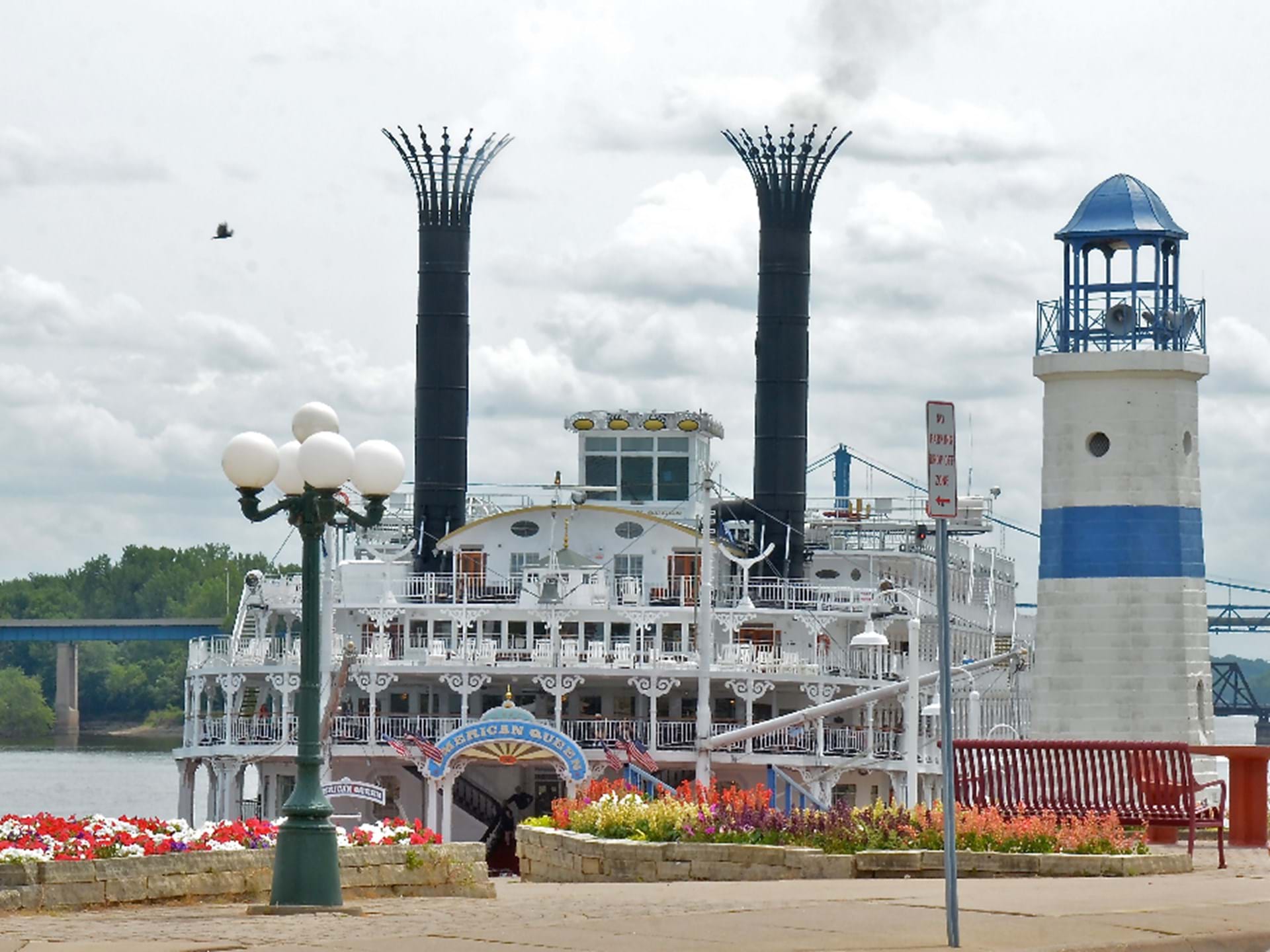 American Queen Steamboat docked in Clinton, Iowa