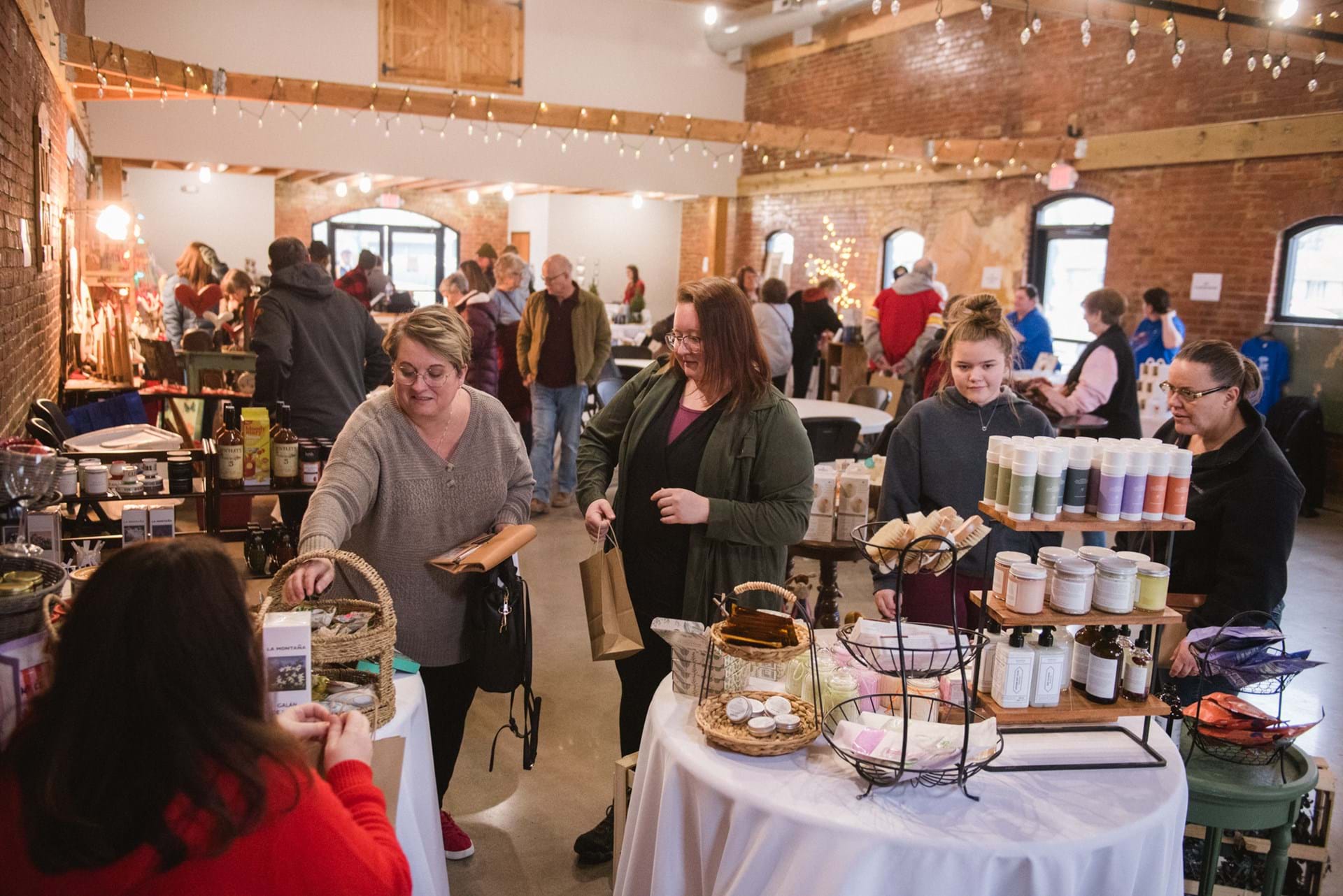 Shoppers at the Winter Solstice Market in Winterset