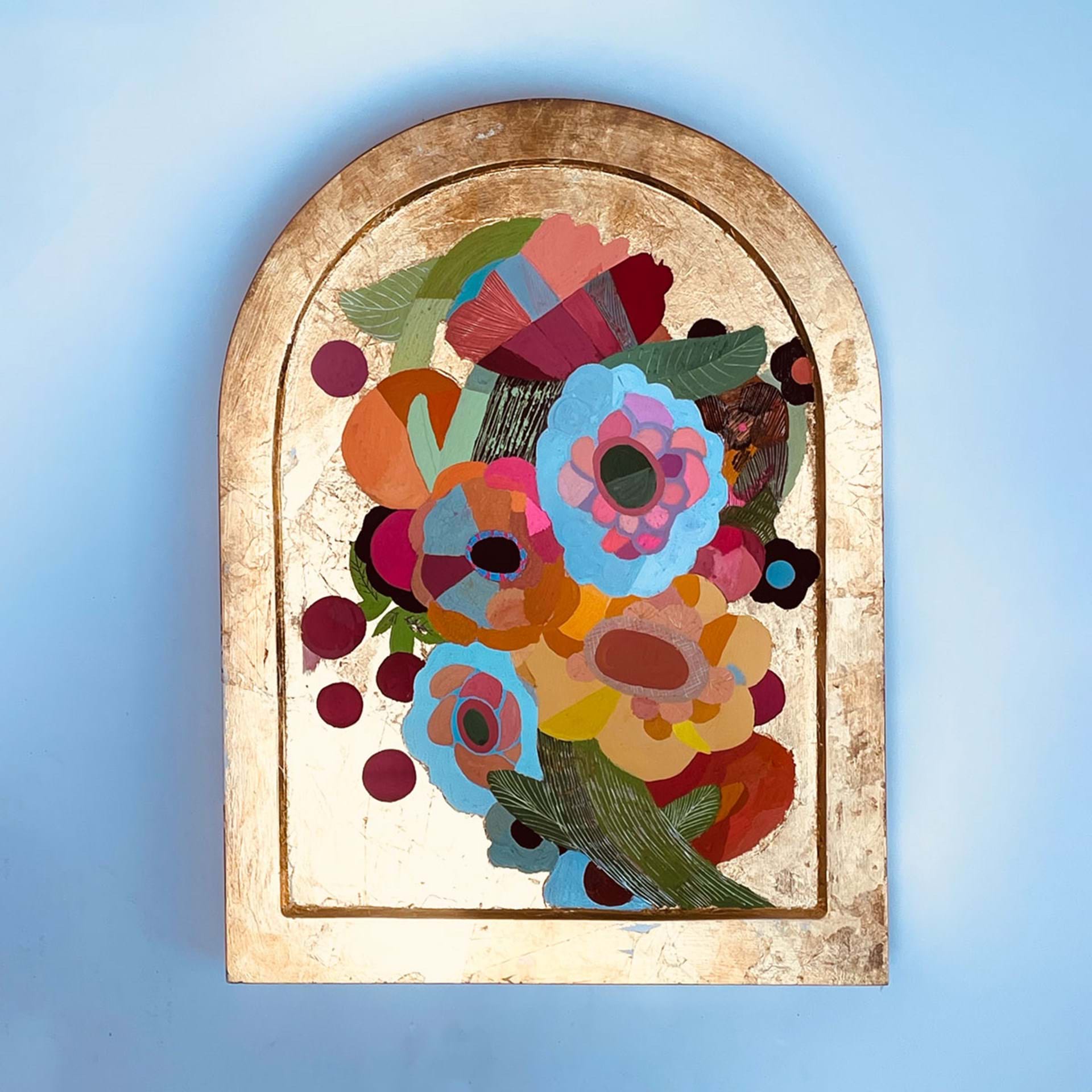 Slovak folk pattern on wood panel