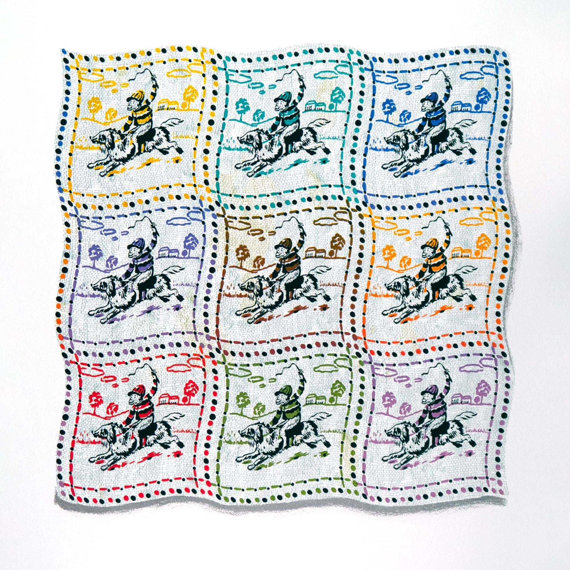 Jockey on a dog fabric square