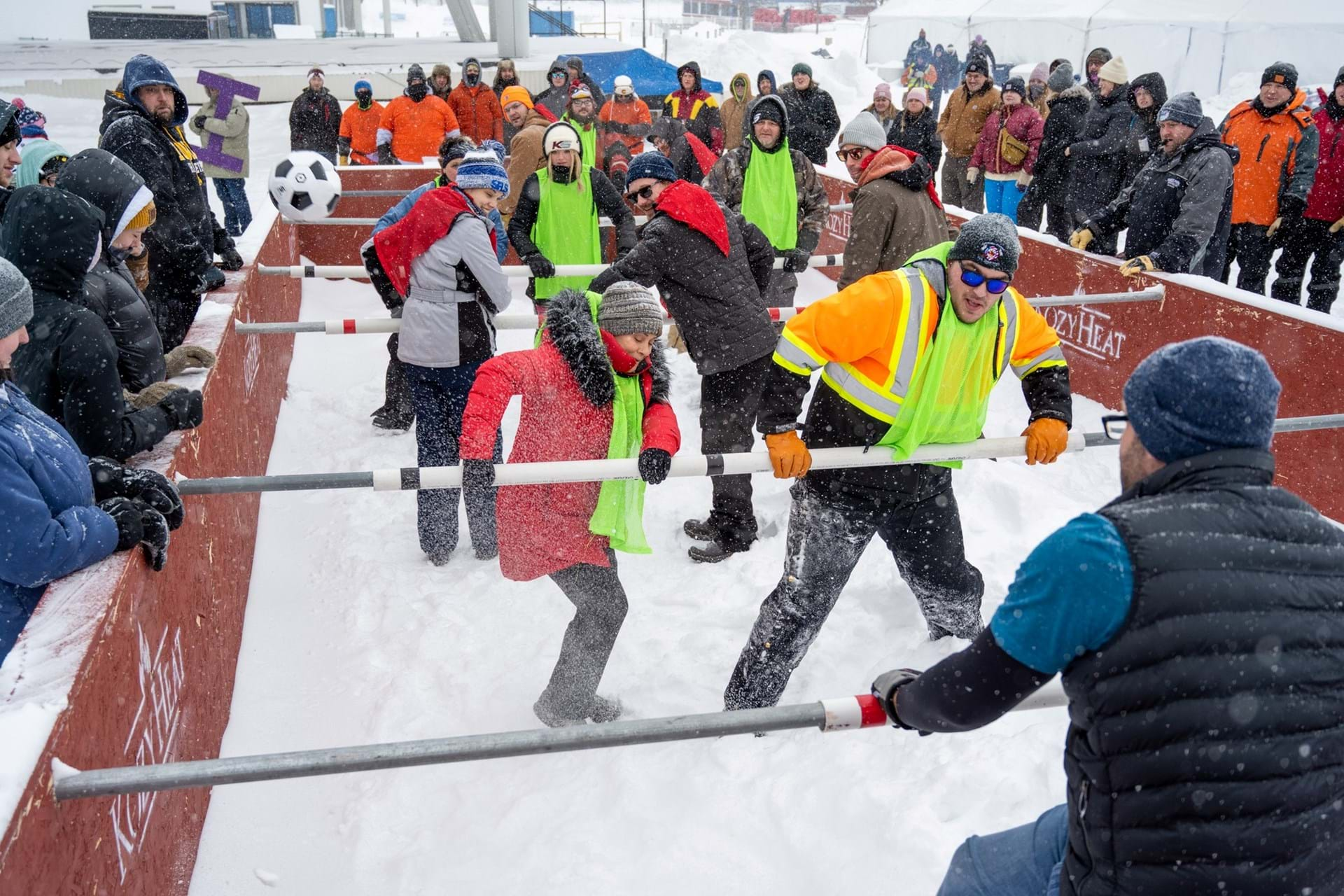 Human Foosball at the University of Okoboji Winter Games.