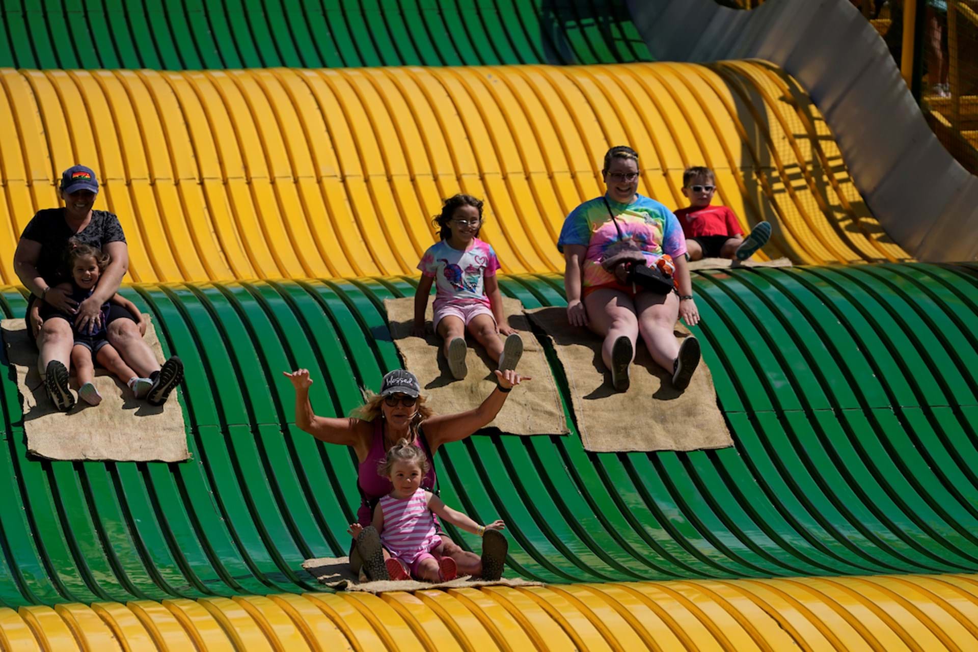 Fairgoers on the Giant Slide