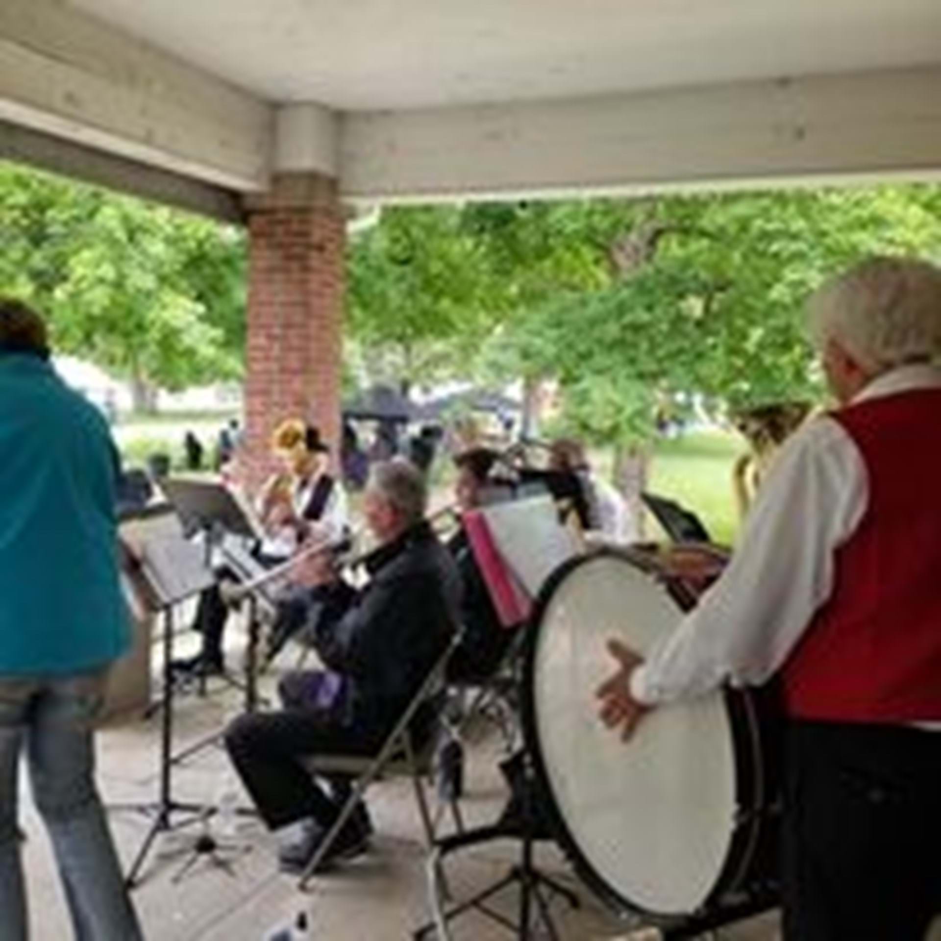 Live music played from the porch of the old girls dormatory.