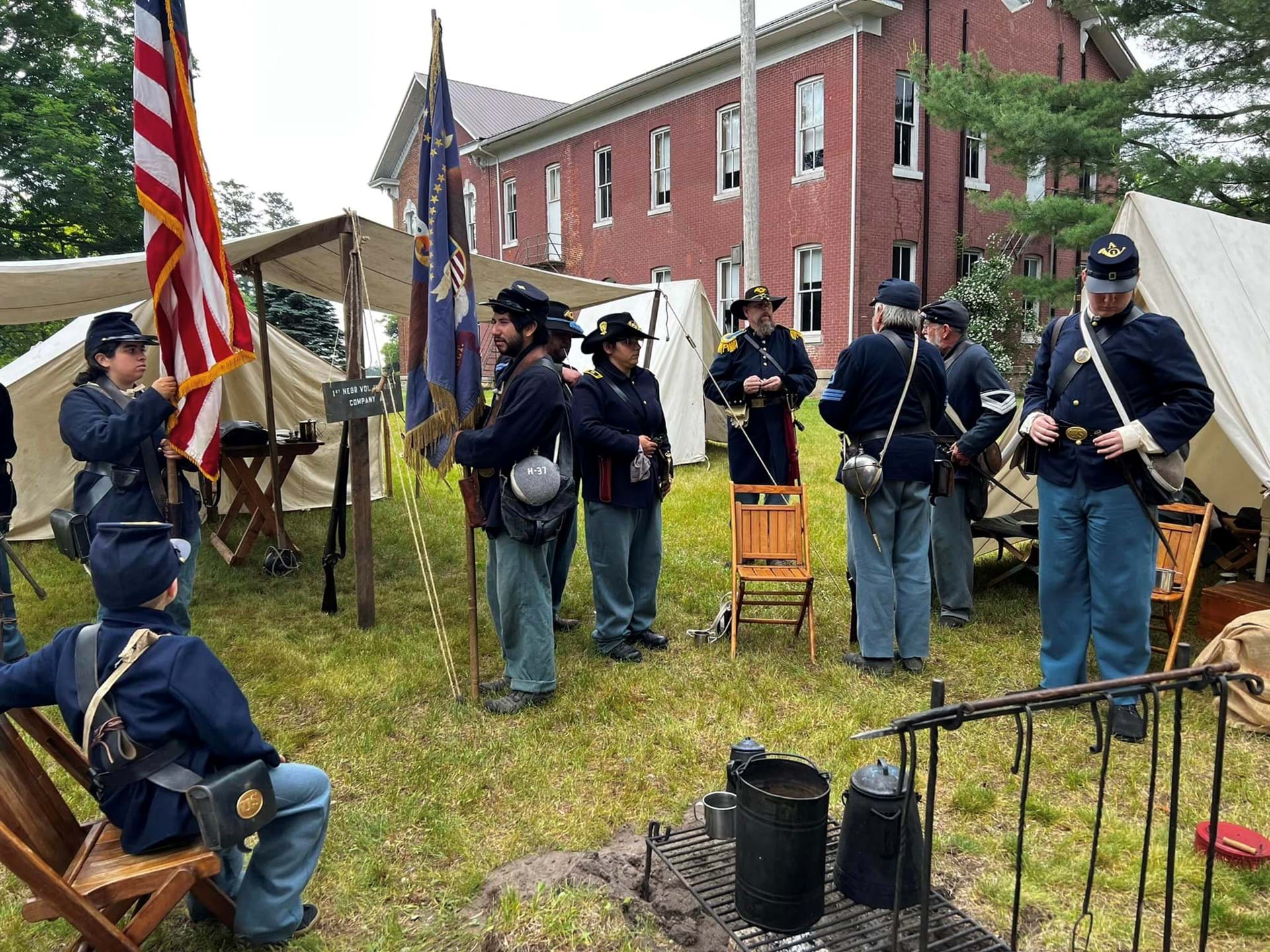 Functional Union and Rebel Civil War camps flank Campus
