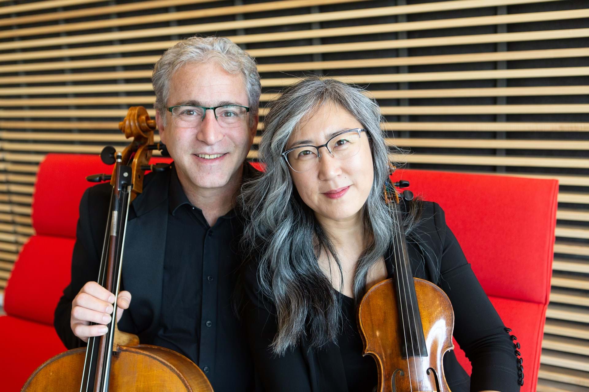 Carey Bostian, cello and Miera Kim, violin