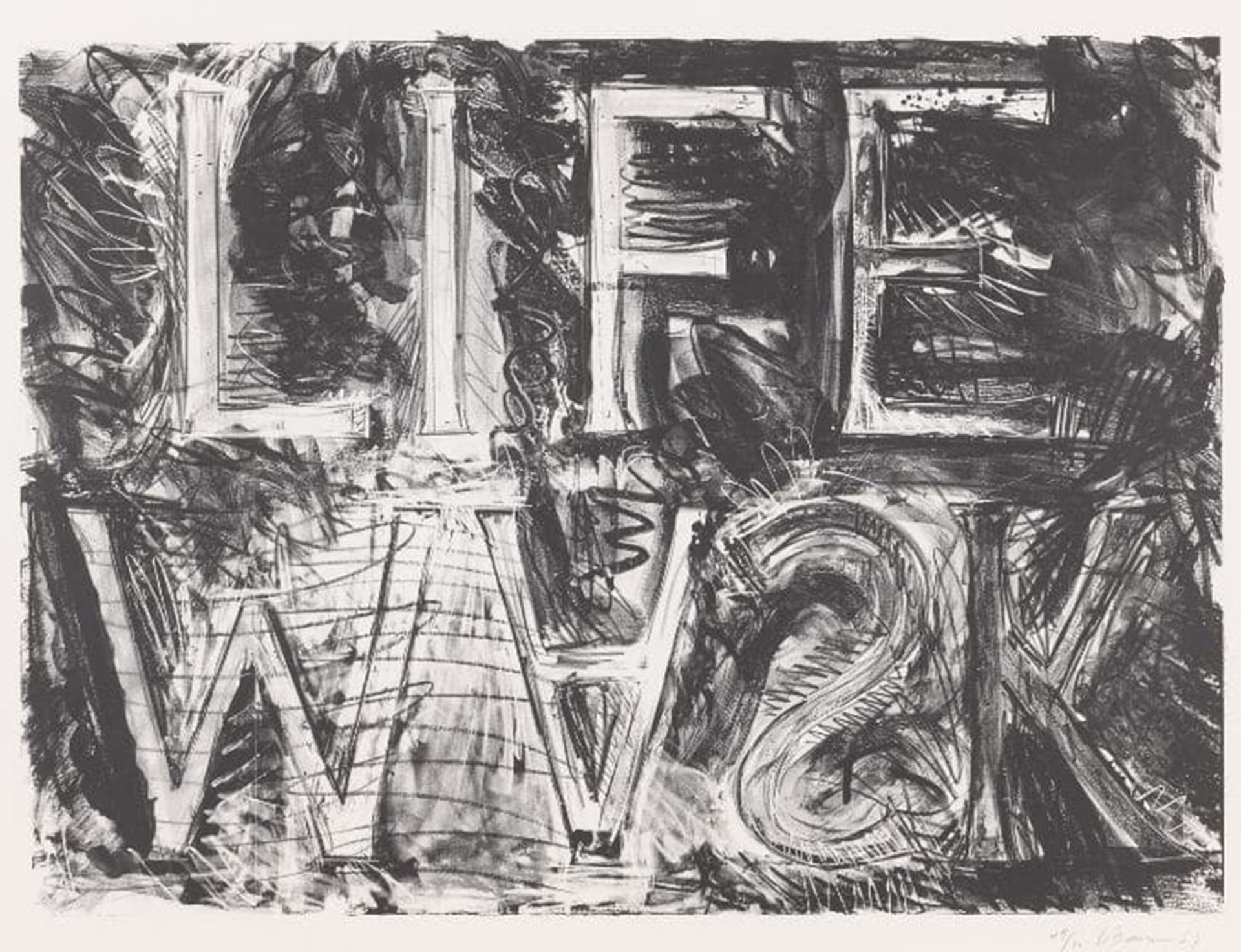  Bruce Nauman (American, born 1941) “Life Mask,” 1981 Lithograph in black on Arches cover wove paper Des Moines Art Center Permanent Collections; Gift of the Estate of Dale Jansen, 2024.73