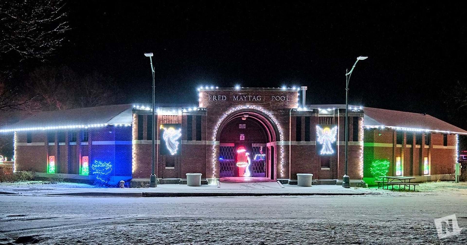 Historic Maytag Pool House serves as Santa's workshop.