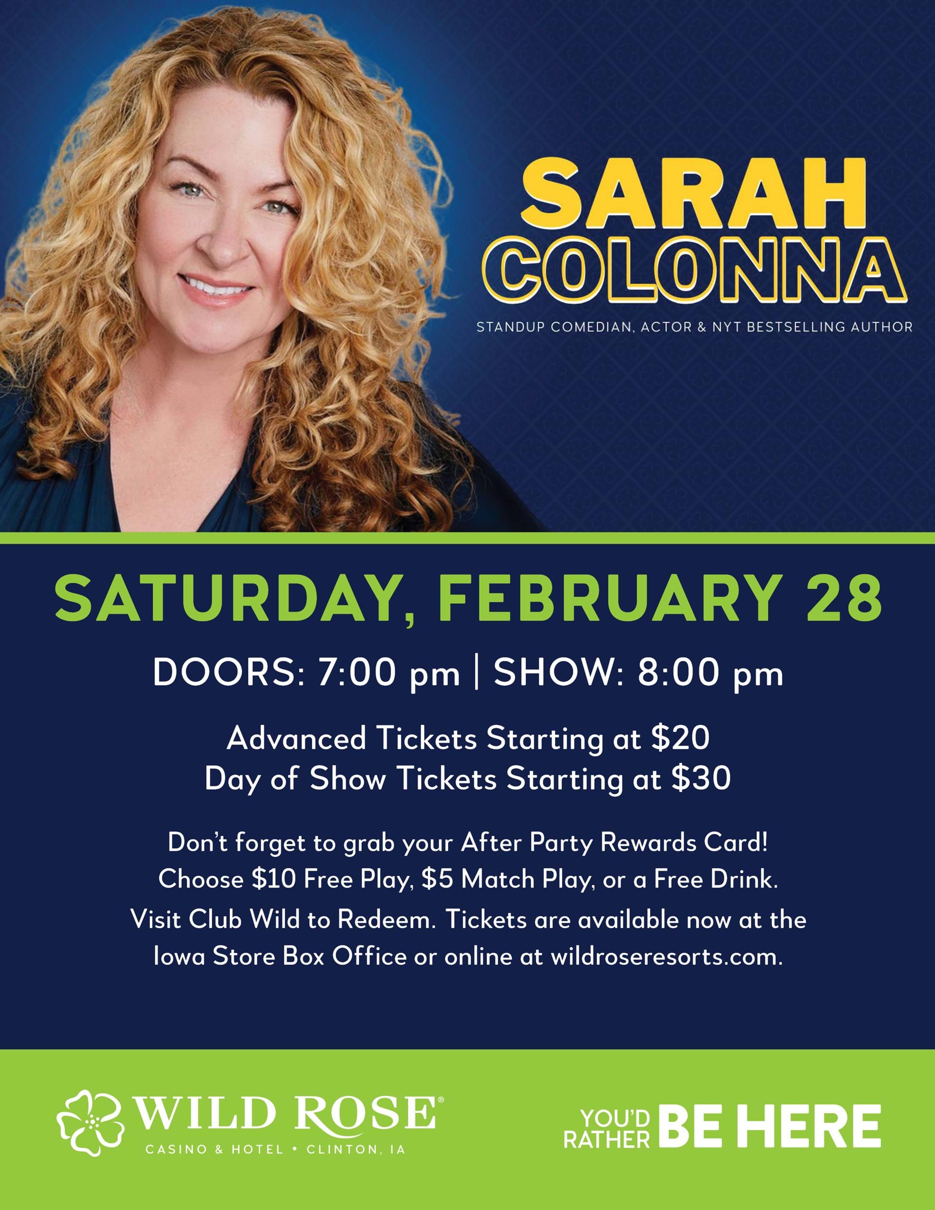 Sarah Colonna at Wild Rose Clinton