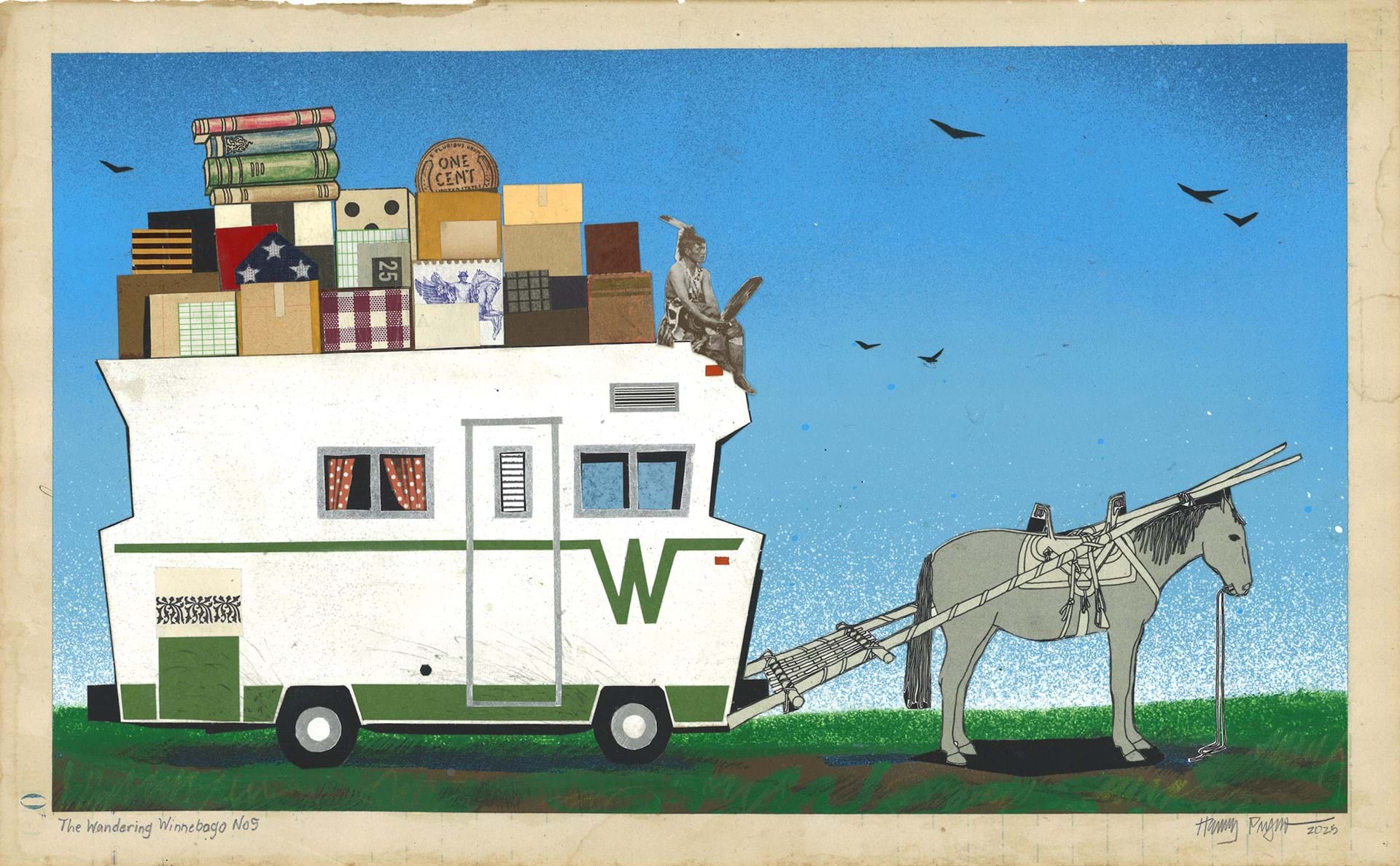 Henry Payer (Ho Chunk, born 1986) Wandering Winnebago No. 5 Mixed media Courtesy of the artist