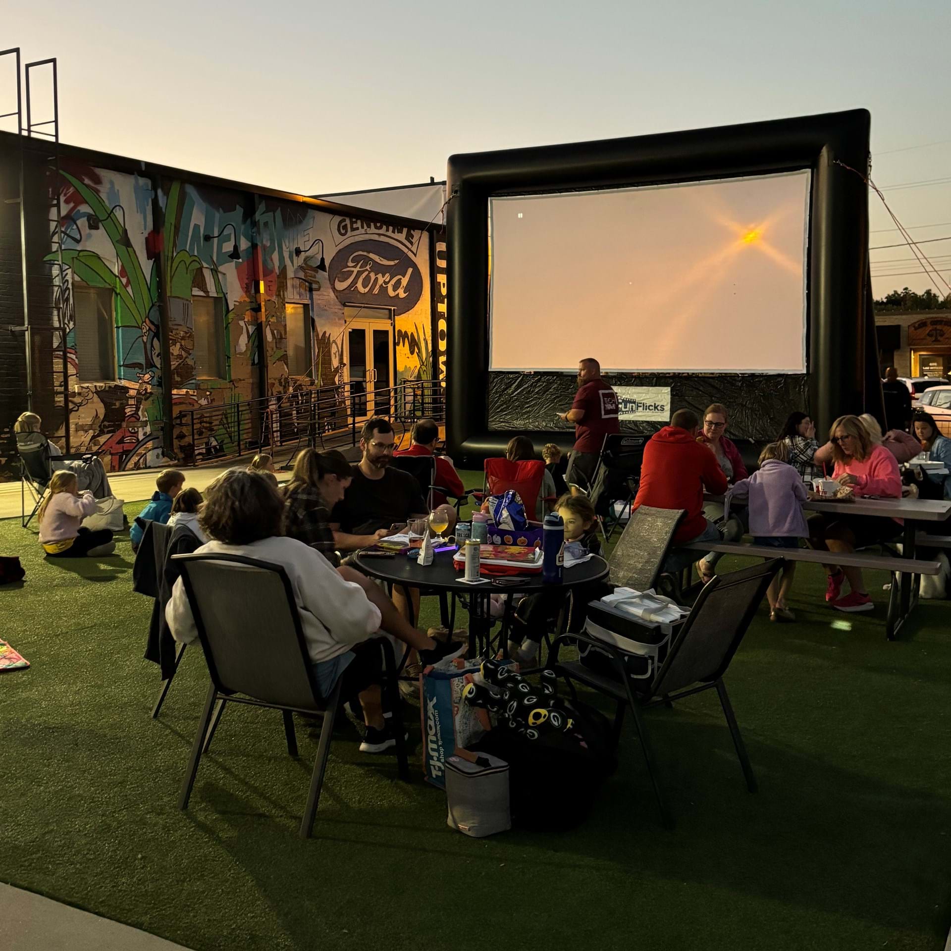 The Backyard is the perfect venue for an fall outdoor movie experience in Uptown Ankeny.