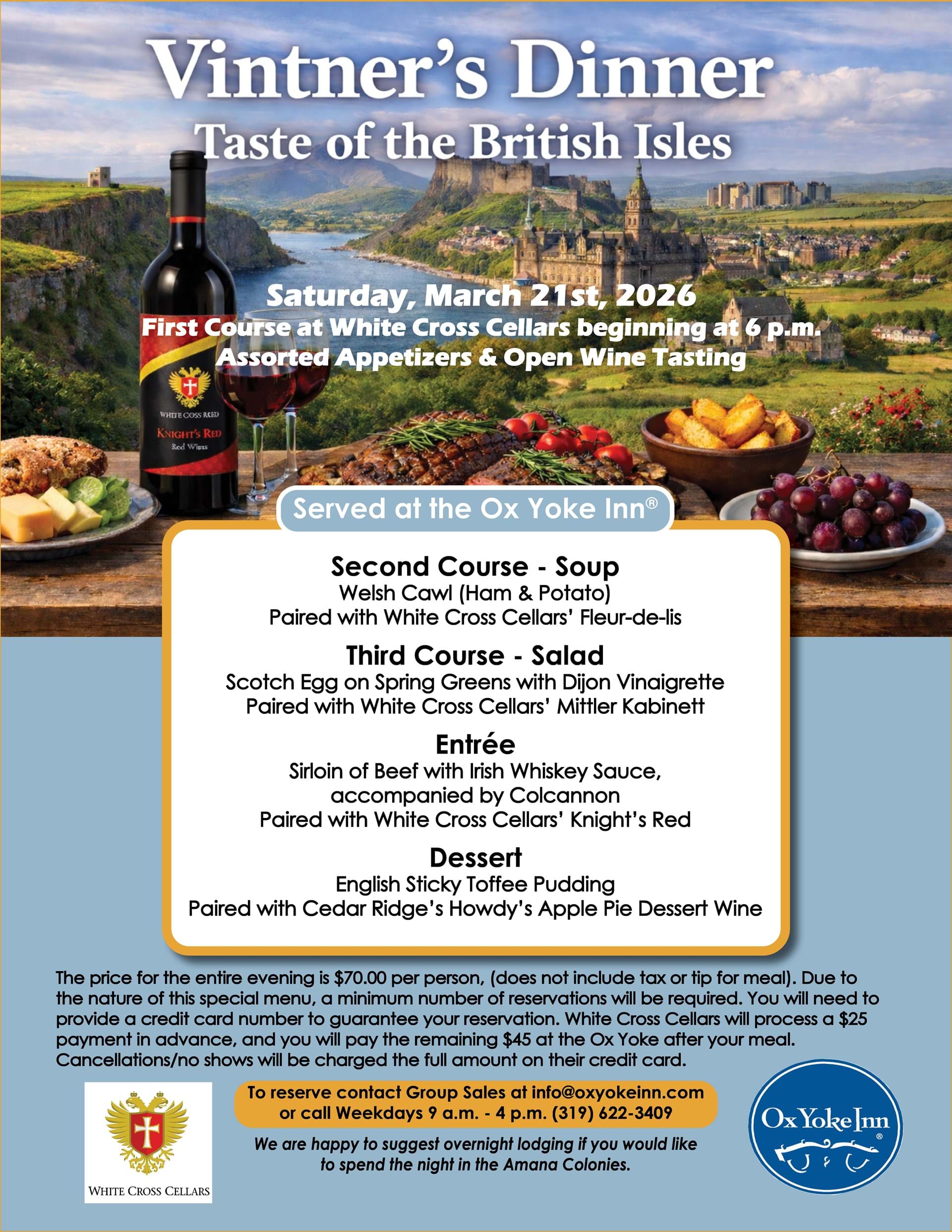 The March 21st Vintner's Dinner Menu