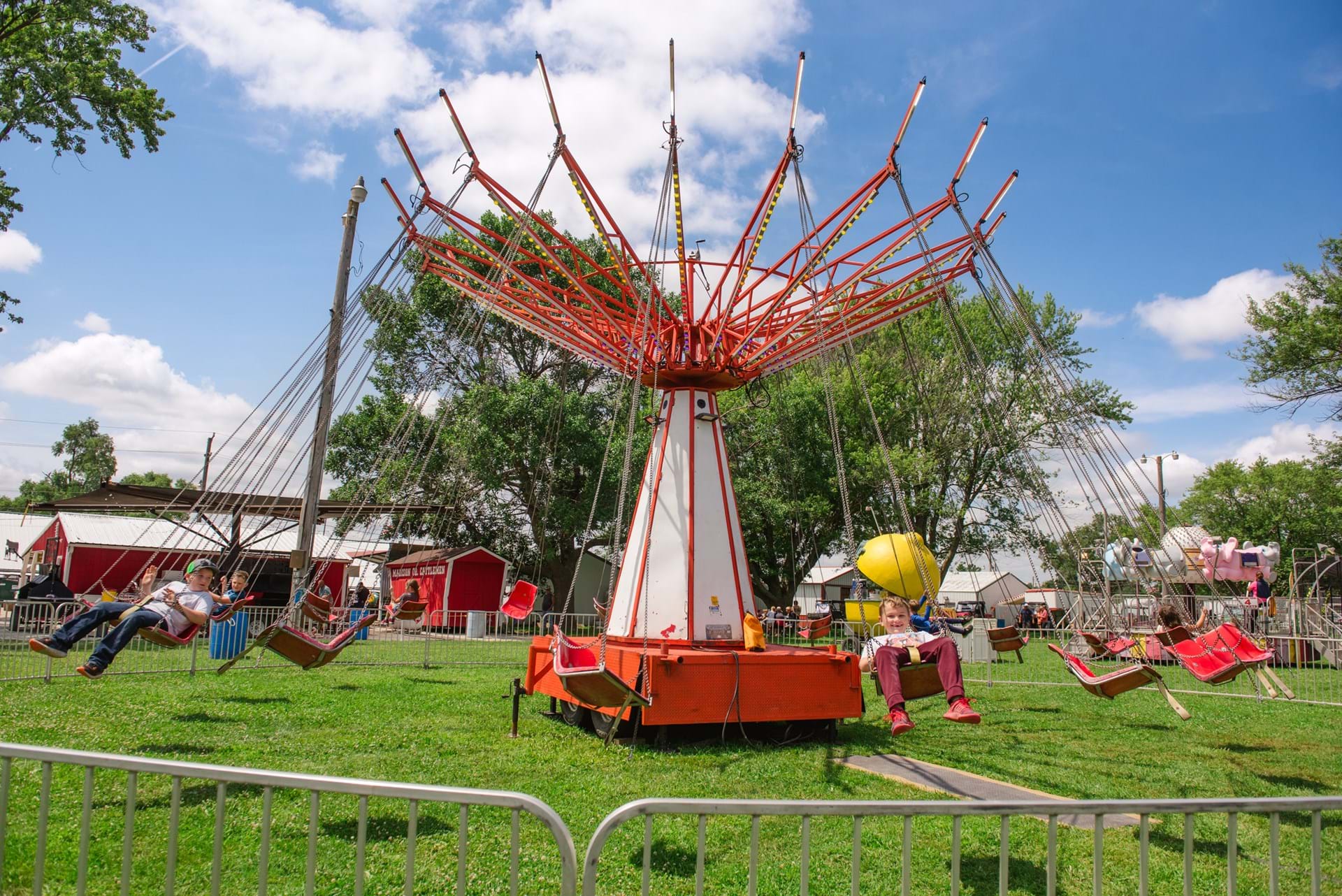 A carnival ride at the Madison County Fair