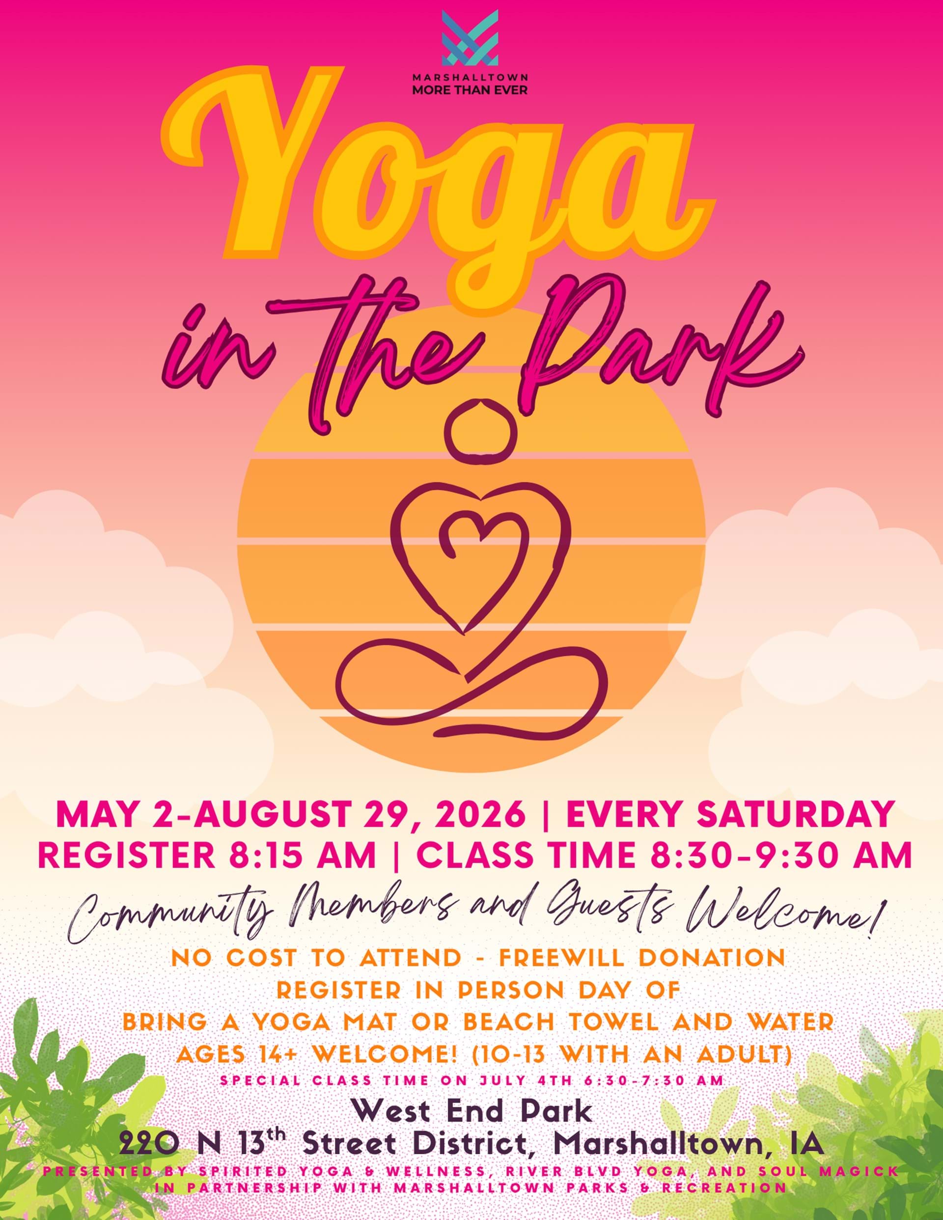 Yoga in the Park Marshalltown - IA Flyer