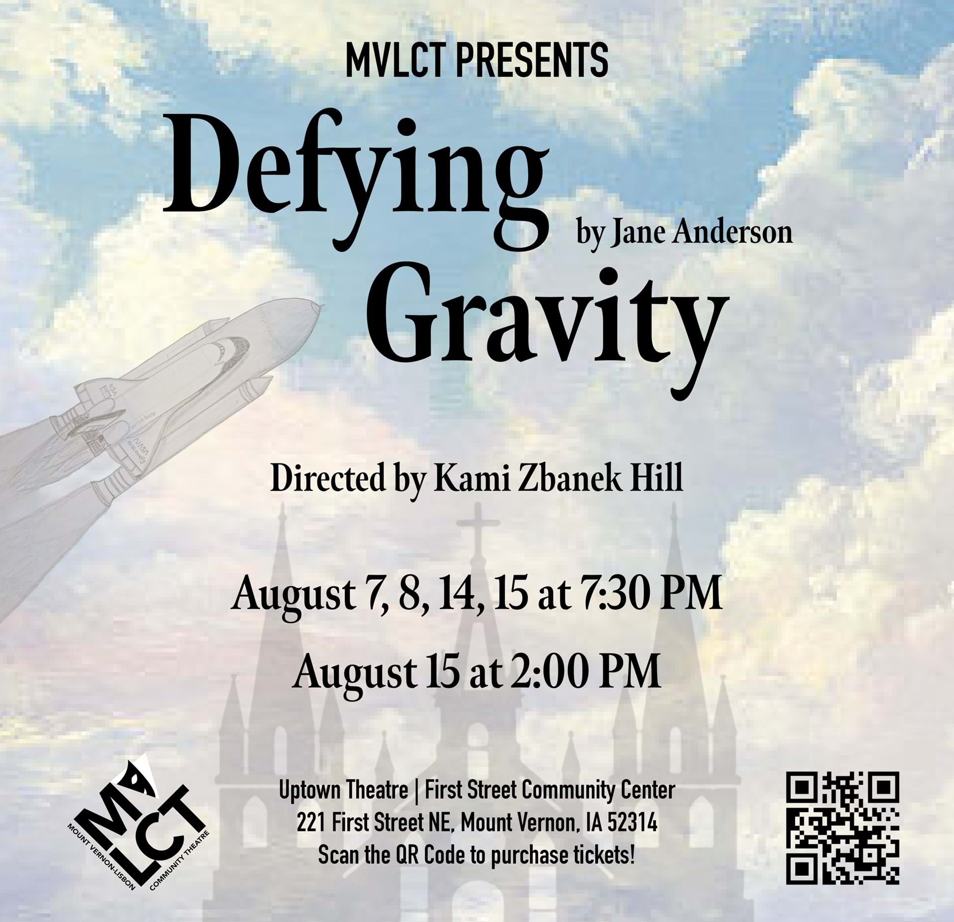 MVLCT Presents Defying Gravity by Jane Anderson  August 5-13, 2026