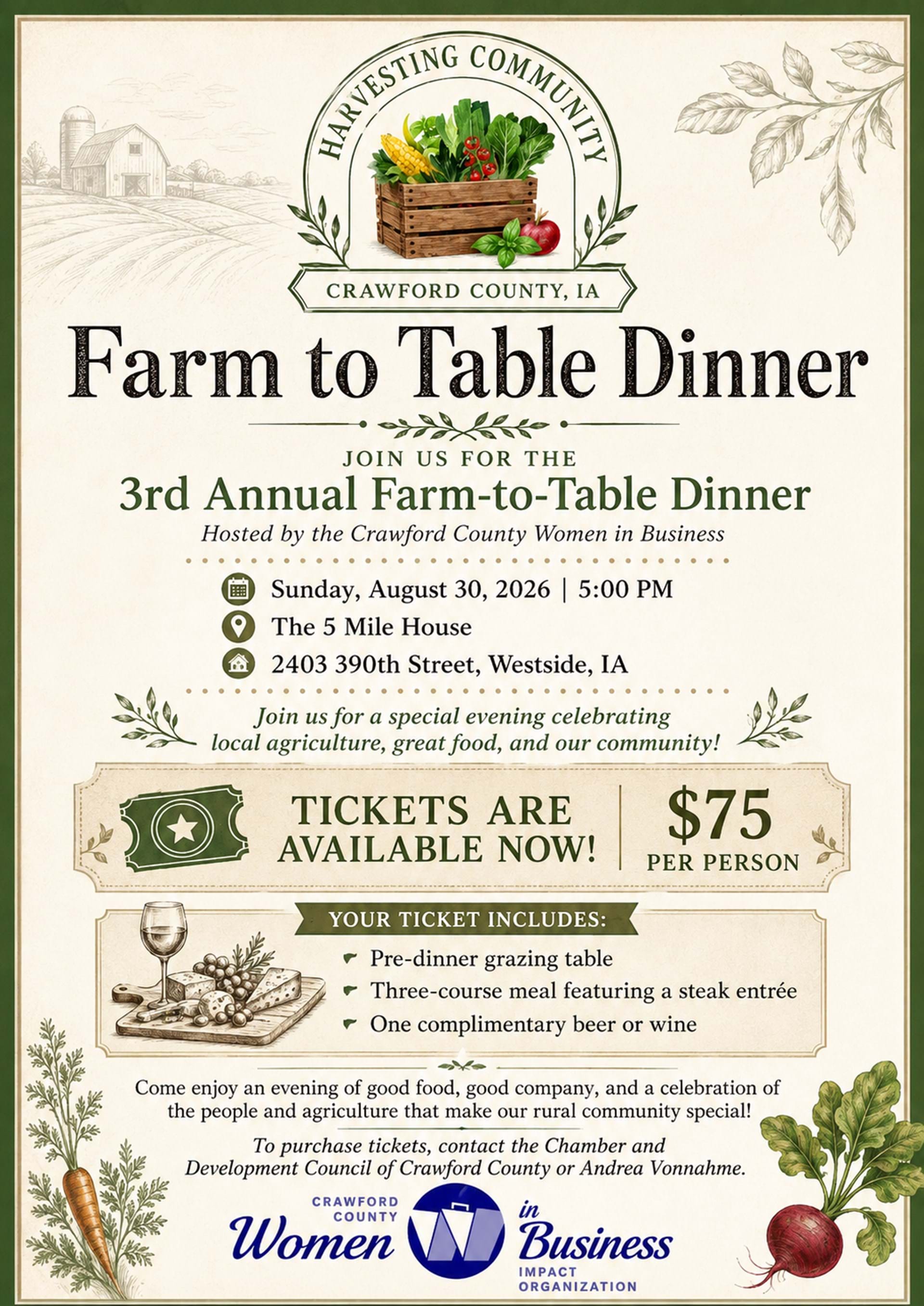 Farm to Table Dinner Flyer Information 2026