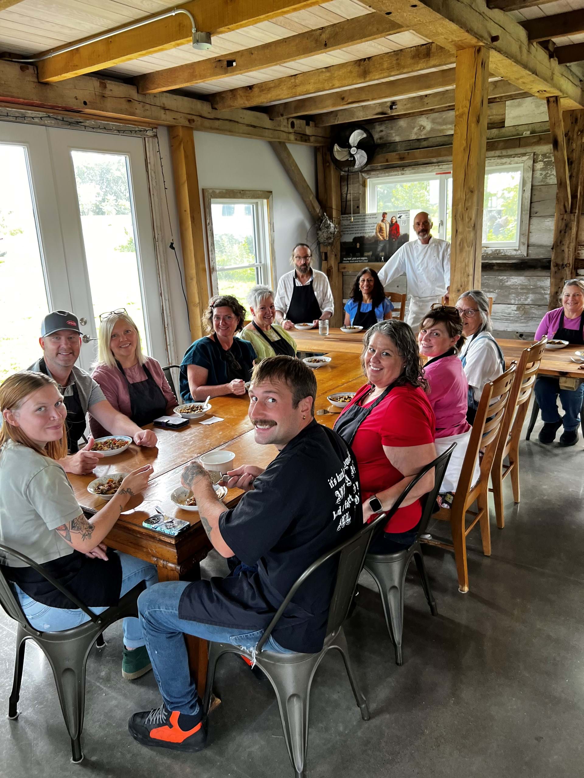 The end of a cooking class at Whippoorwill School--we eat our delicious food!