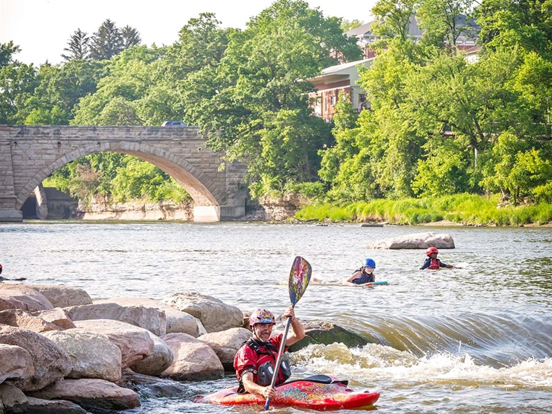 Paddling the Elkader Whitewater Park