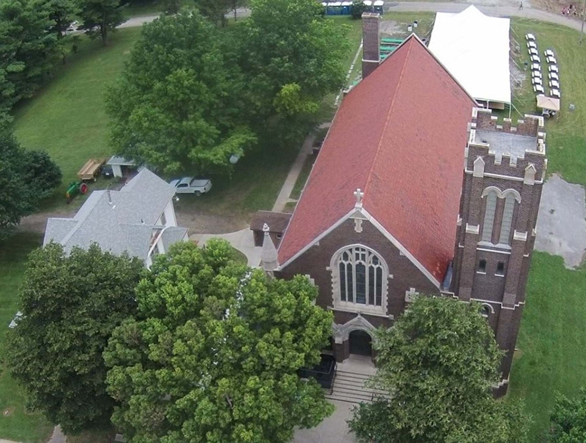 Aerial view of St. Patrick Catholic Church, Imogene, IA