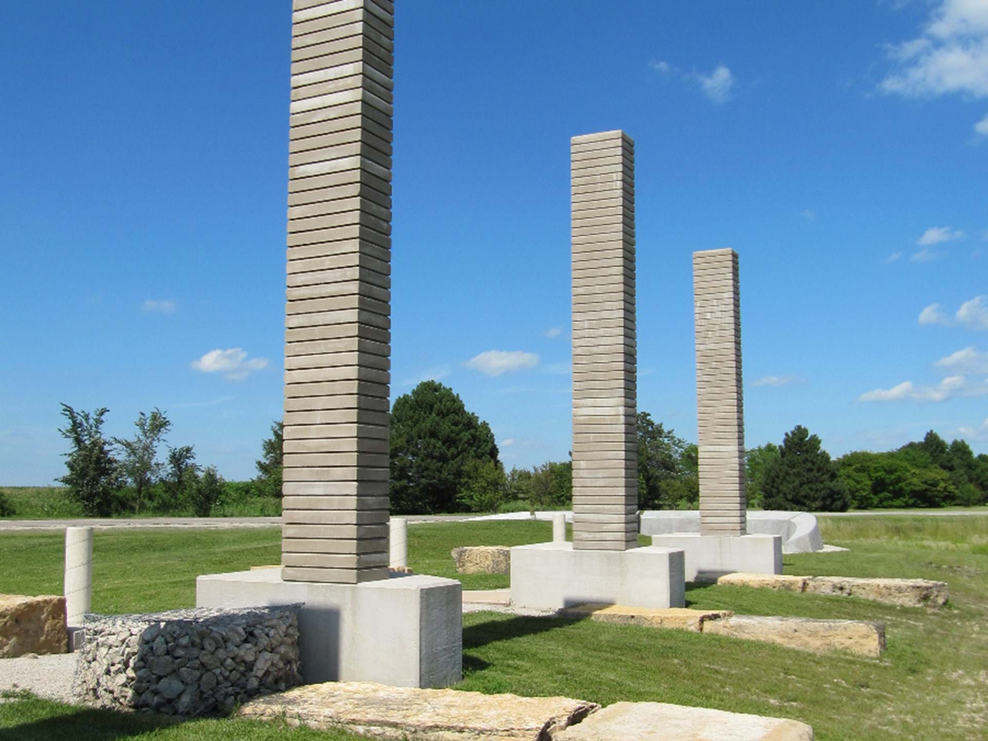 Concrete wafers depicting population of Iowa by decade.d