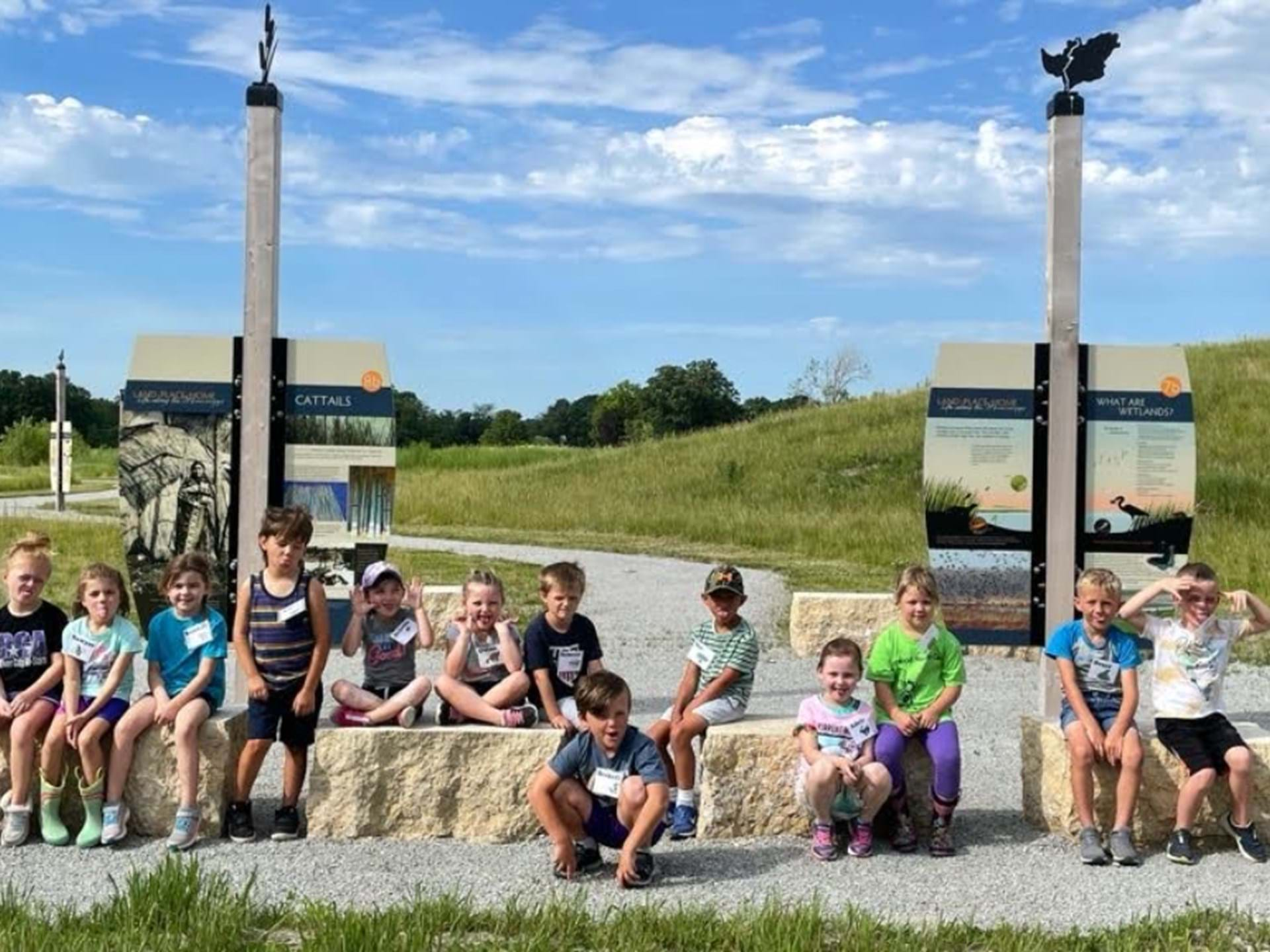 Kids exploring the Wetland Trail