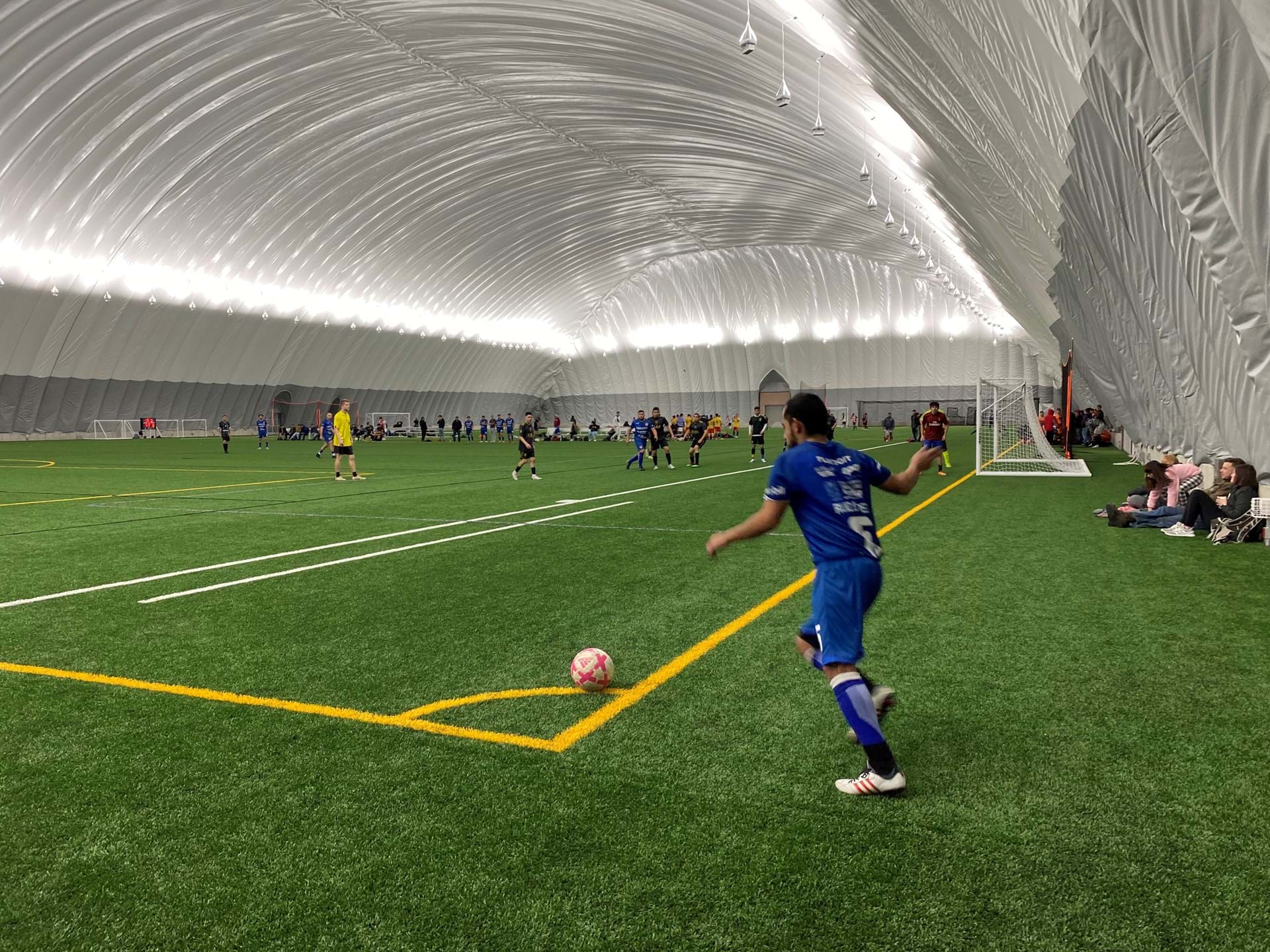 Turf can be used as two regulation softball fields, regulation soccer field, regulation football field, and 2-3 smaller soccer fields for tournament or youth play, plus for wellness activities, walking/jogging, private rentals, and community events.
