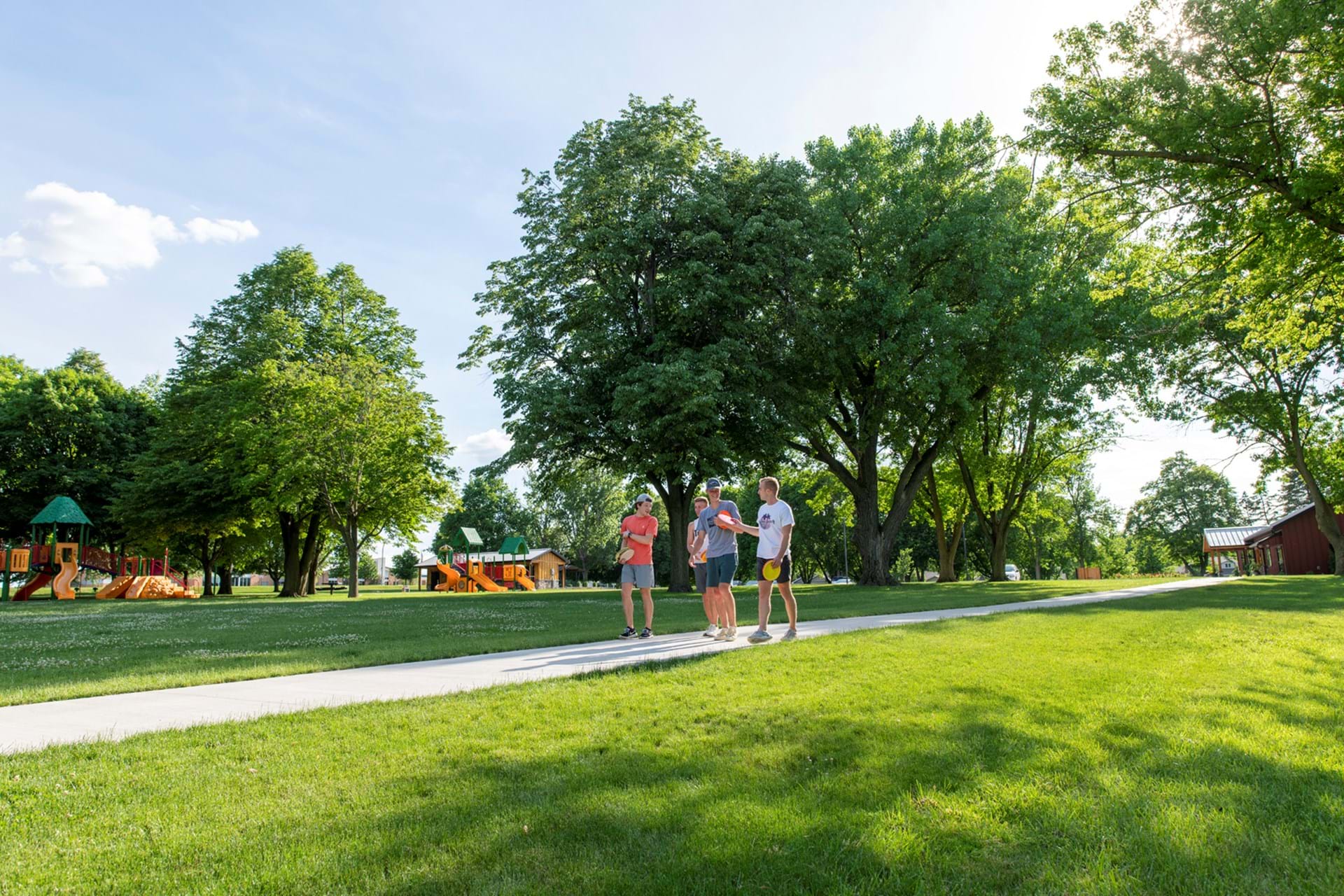 The disc golf course at Children's Park offers 9 paved tees and a total of 18 holes.
