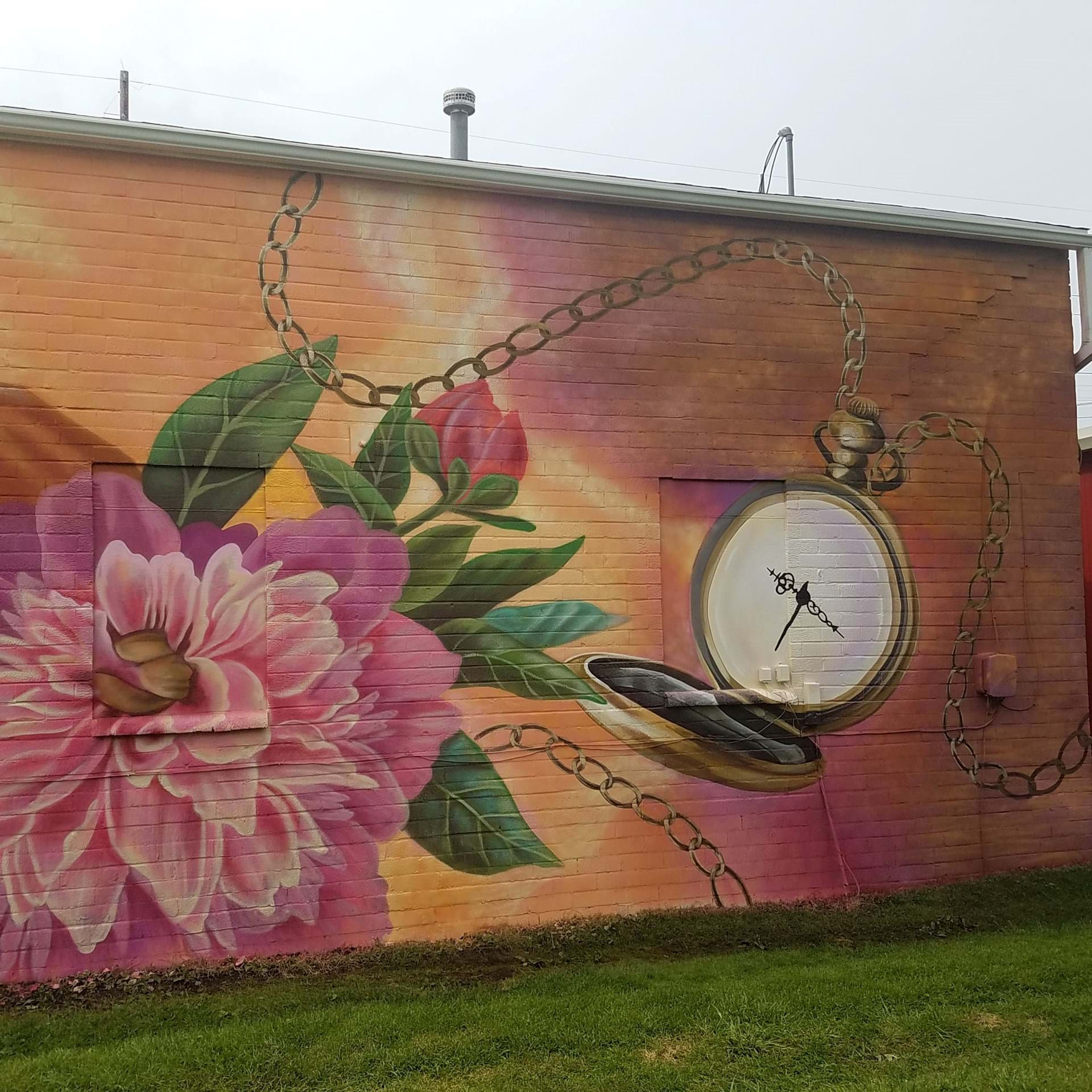 The beautiful peony represents the gardens of our ancestors and the pocket watch represents the passing of time