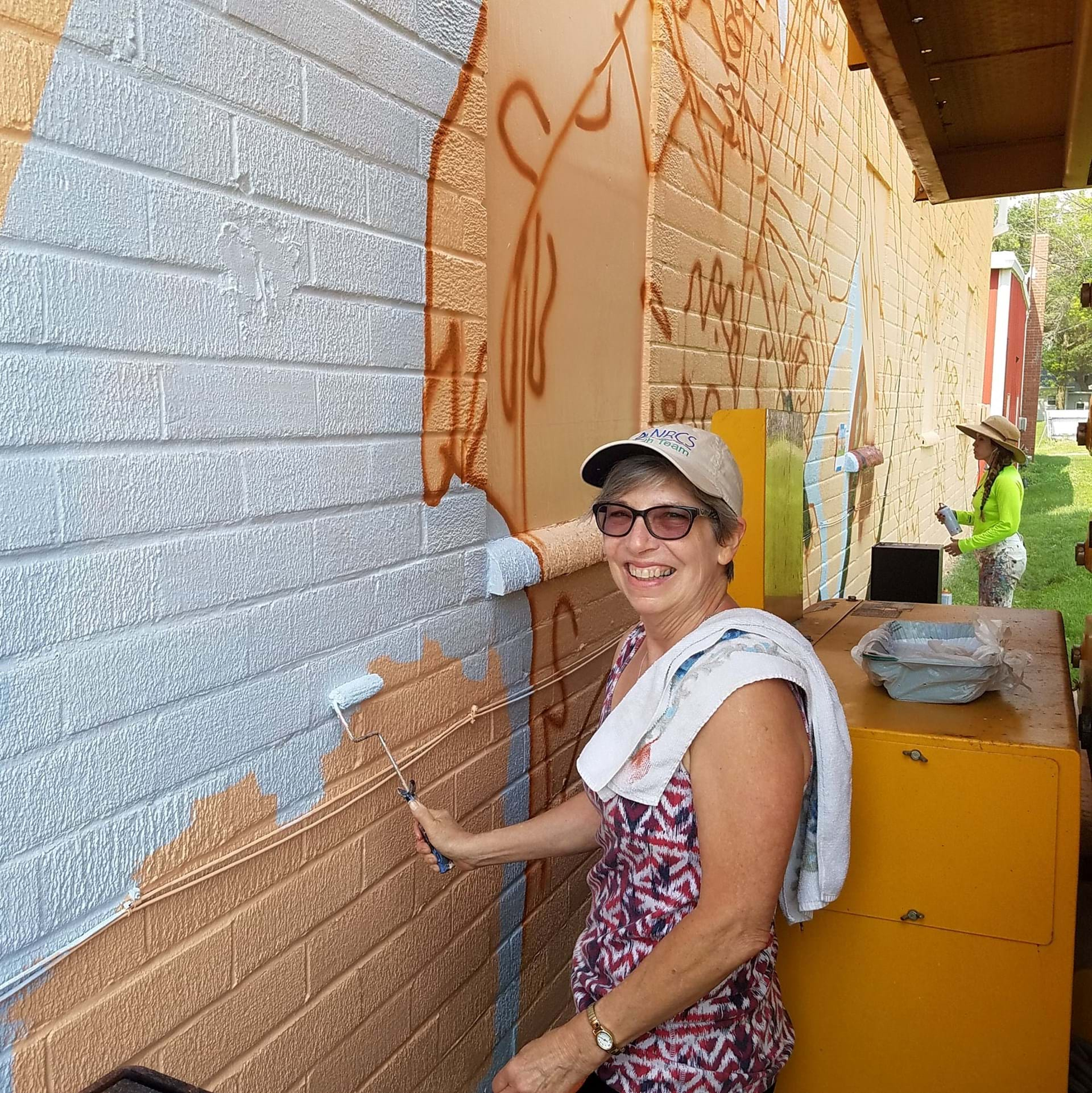 Locals helped the artists paint the mural