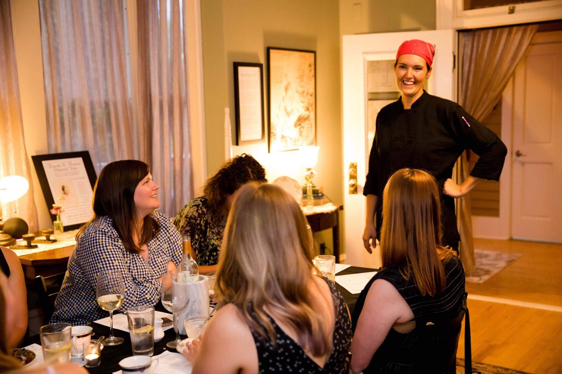 Chef Katie often personally visits with guests.