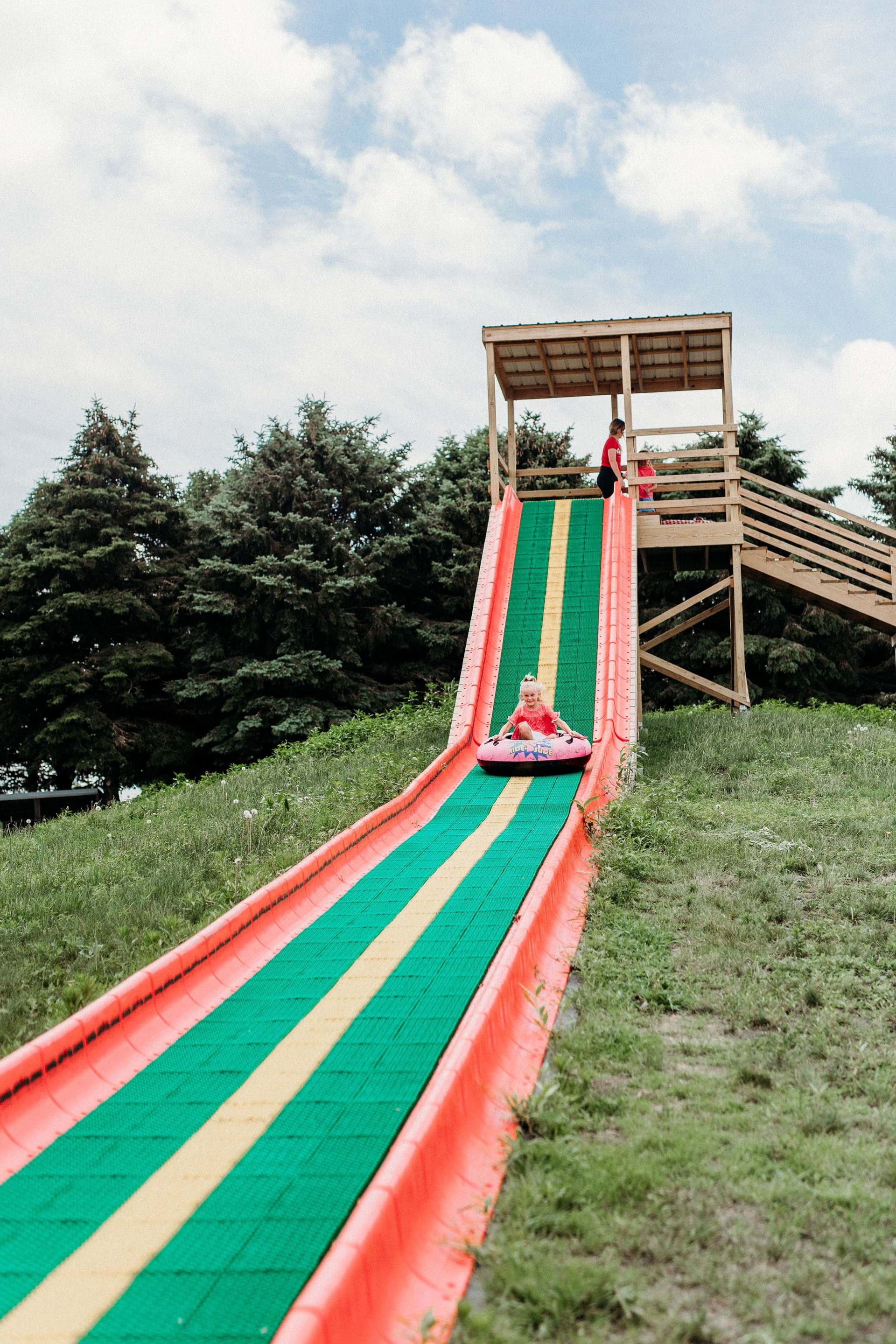Mega Slide Featured Attraction in Getting's Backyard Mega Playland