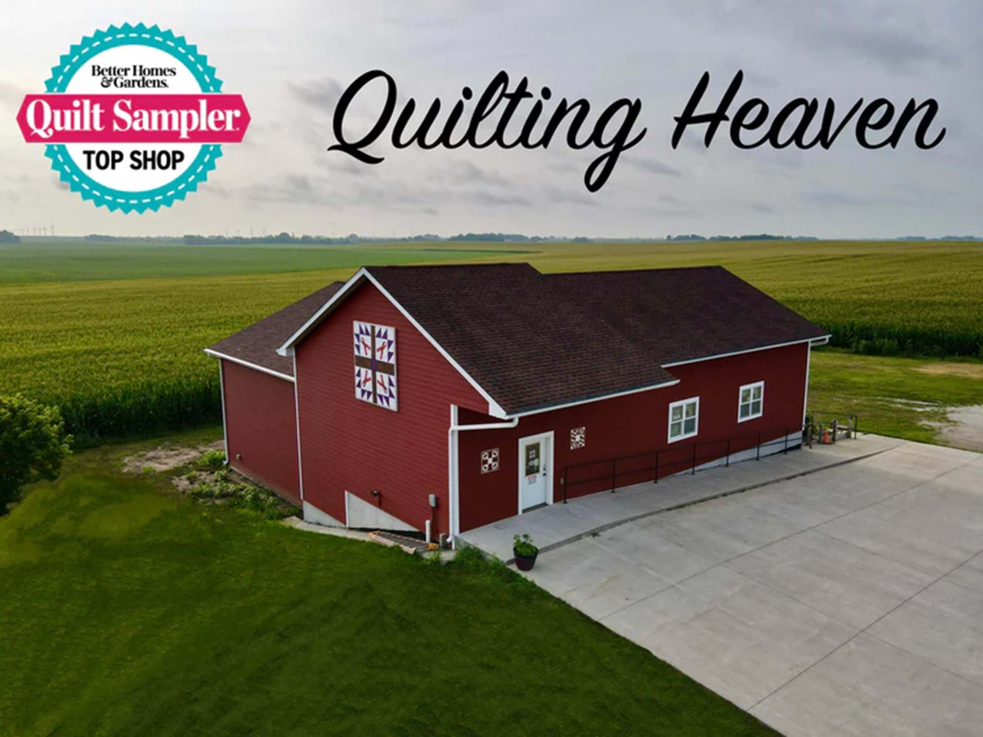 Aerial view of Mended Hearts Quilting & Boutique
