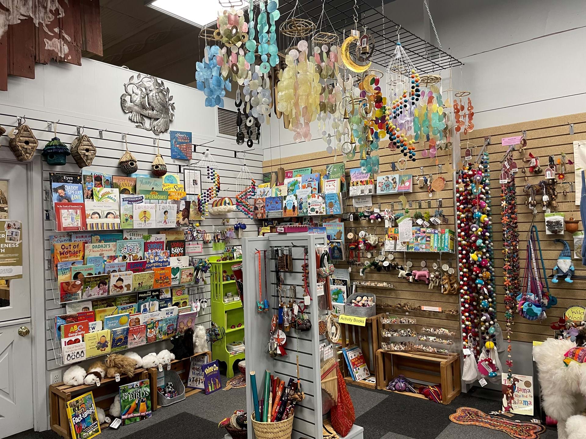 We have lots of hanging chimes available, along with books and toys!