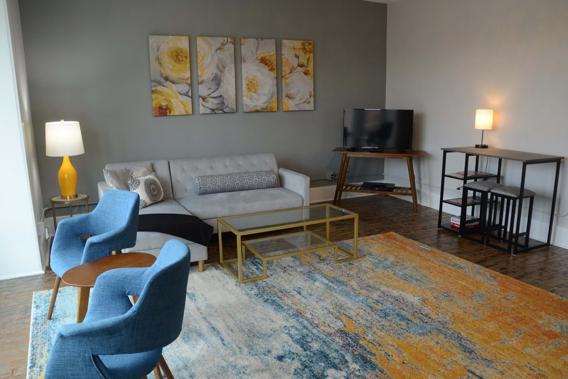 Living area with smart tv