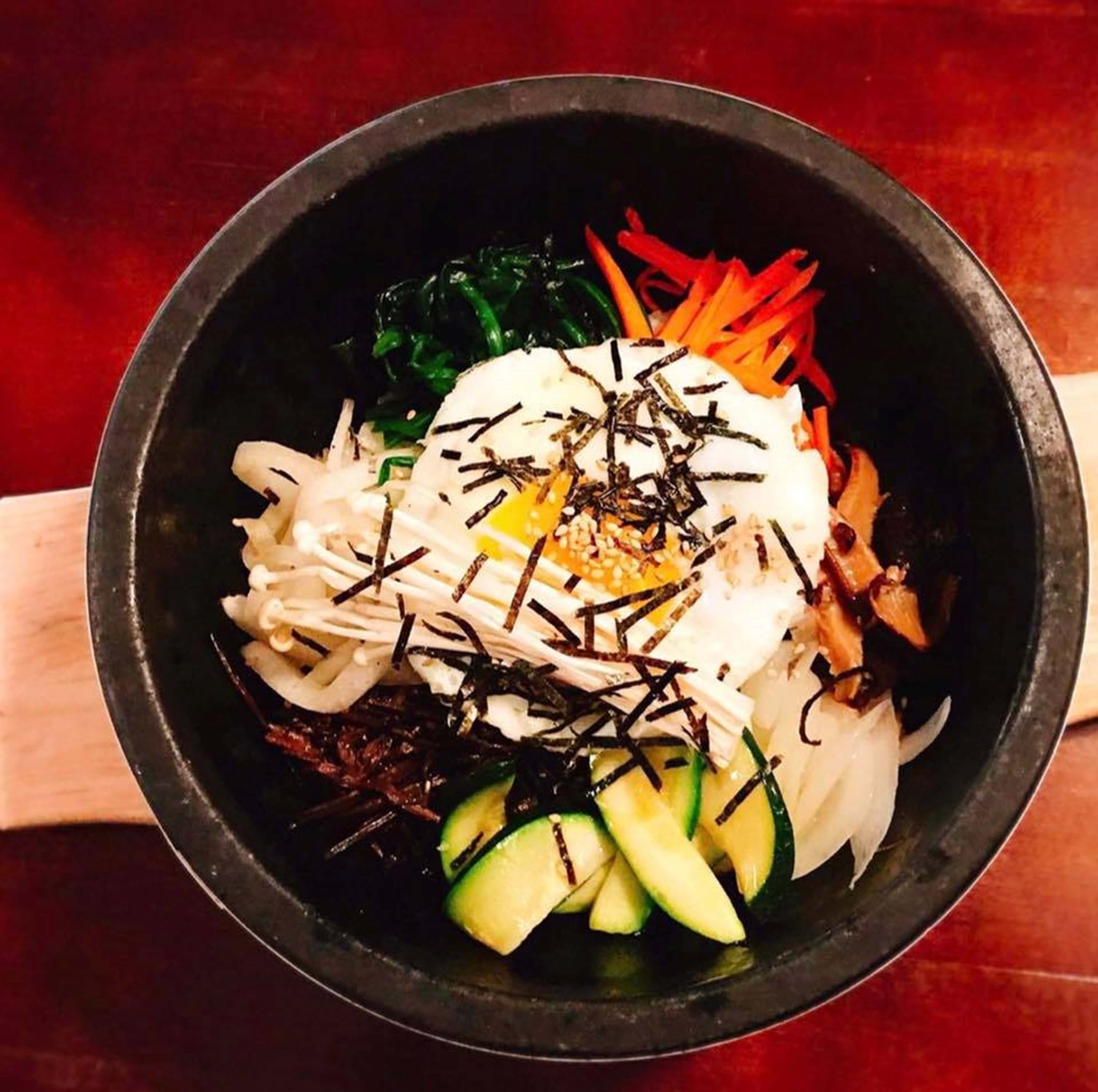 Bibimbap is a great blend of fresh vegetables, protein, and rice.