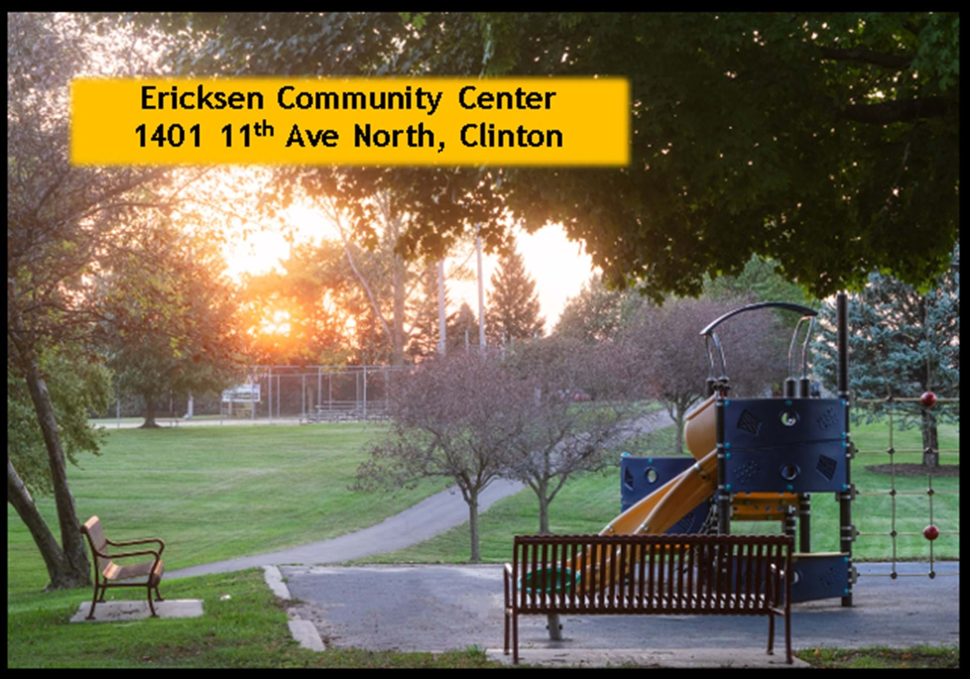 Playground and tennis courts in Emma Young Park & Ericksen Community Center