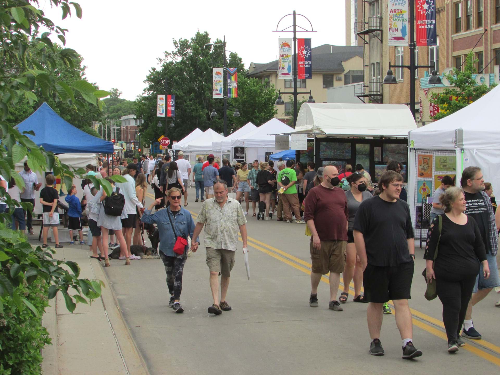 Artists booths at the Iowa Arts Festival