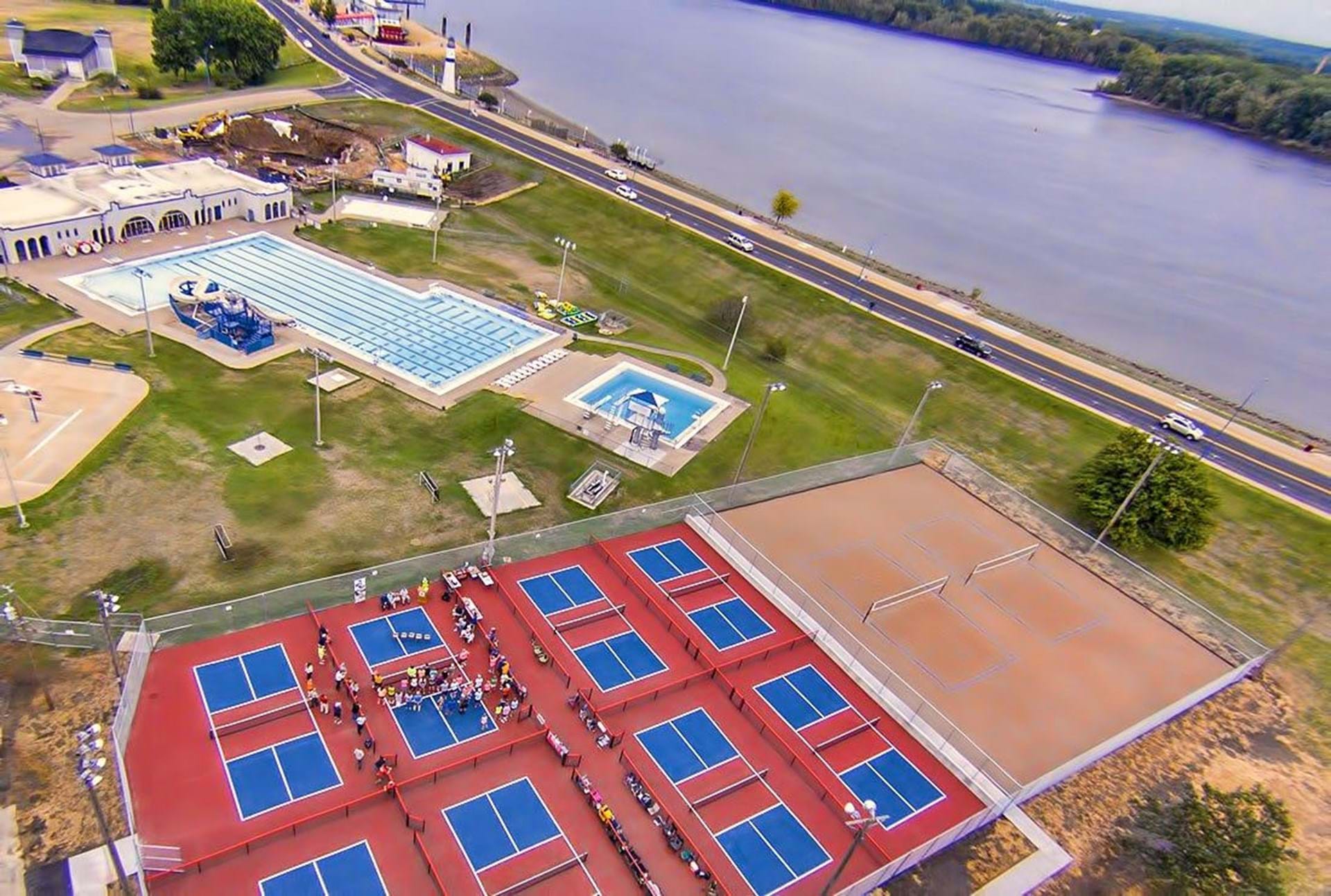Pickleball & Volleyball Courts, Pool at Riverview Park