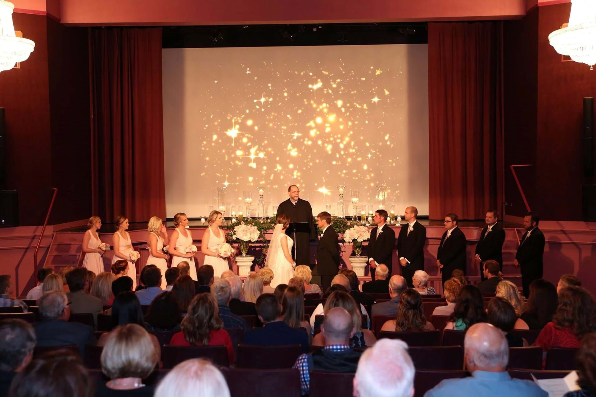 The historic movie theater at The Majestic Theater can be used for all types of events, including weddings.