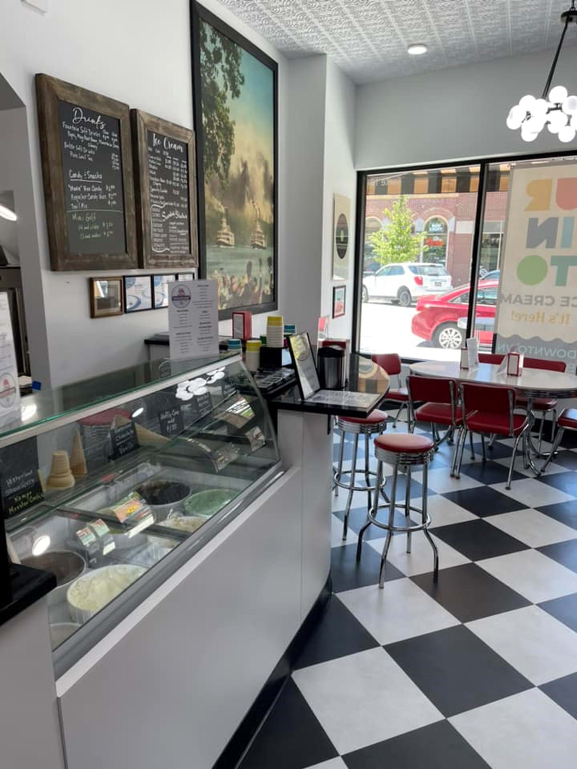 Featuring a classic ice cream parlor atmosphere.