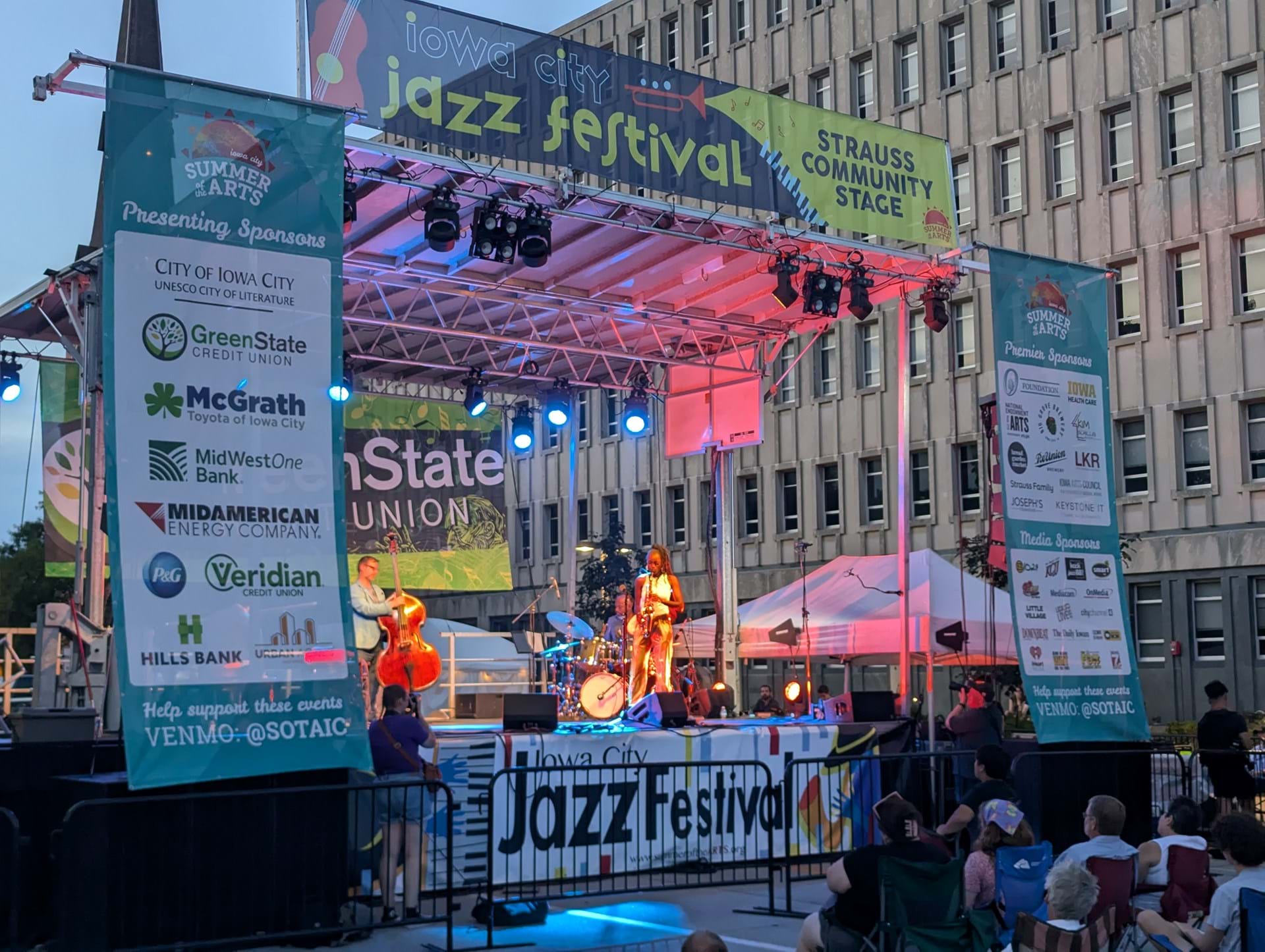 Lakecia Benjamin playing the 2024 Iowa City Jazz Festival