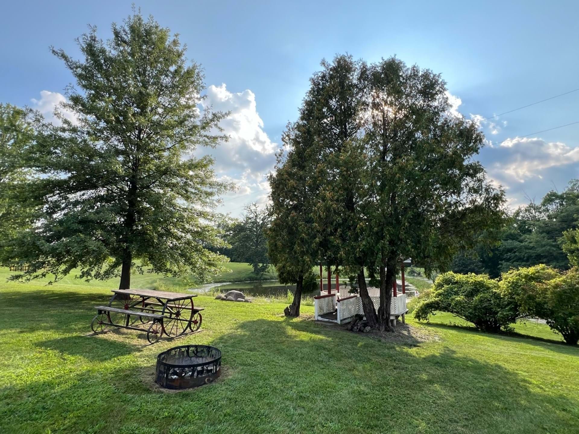 firepit and pound view