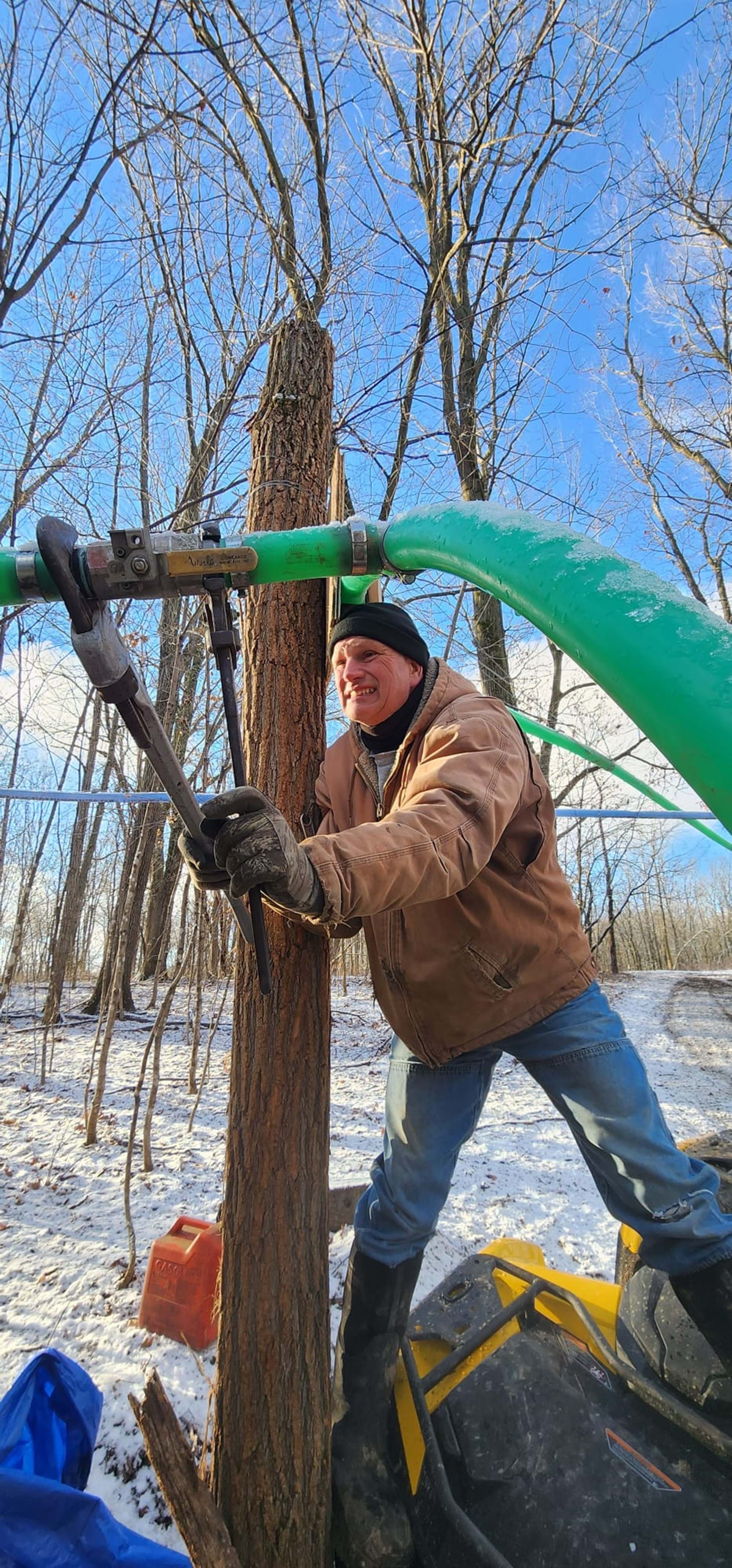 Dan working in the woods