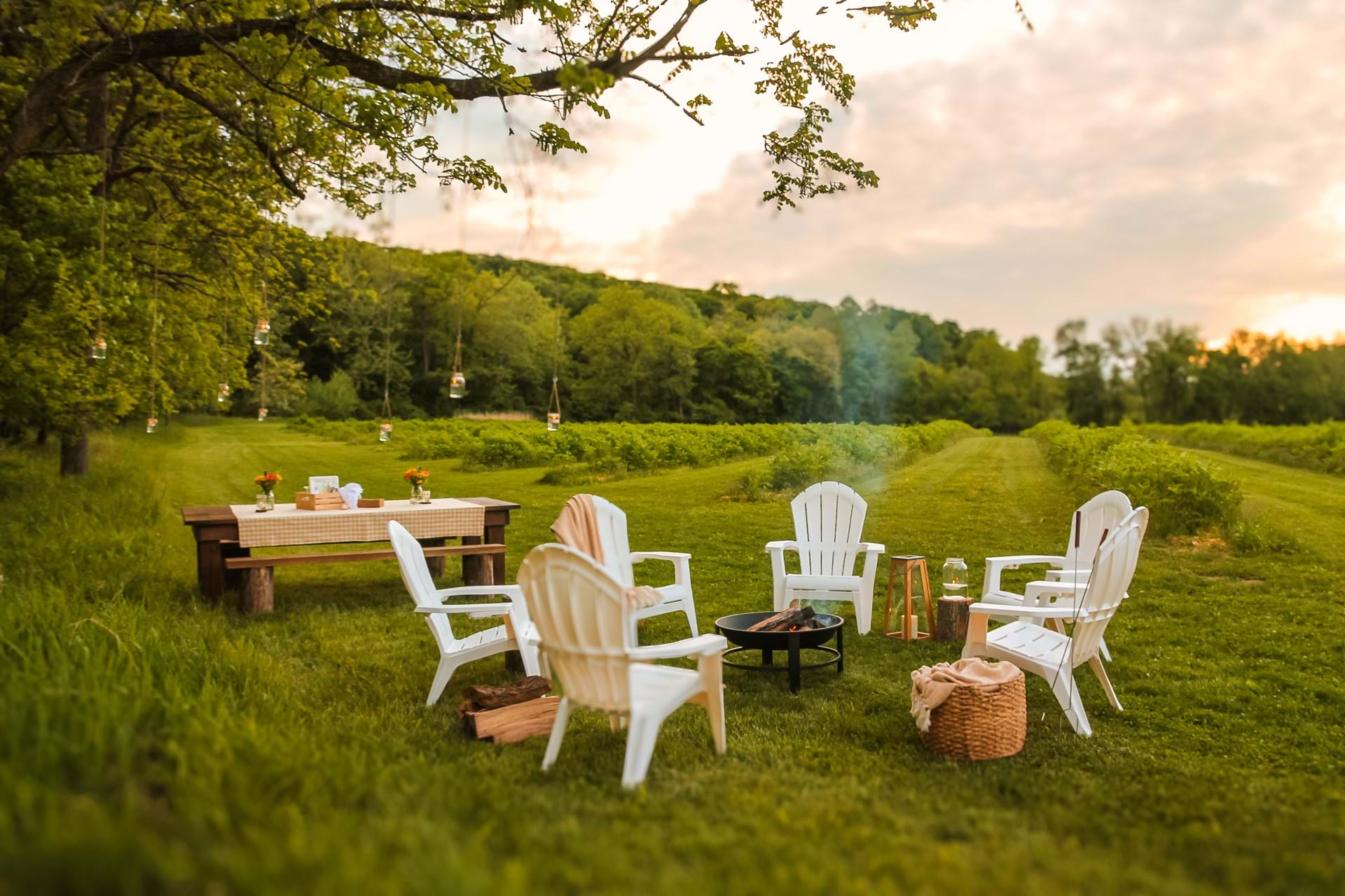 Harvest Table + Fire Pit Package