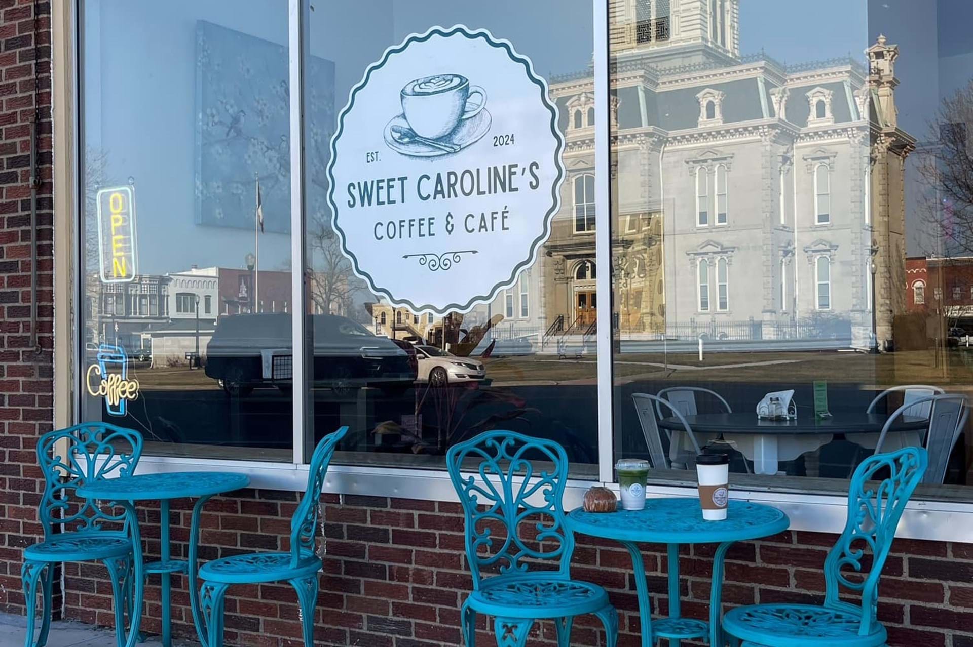 Located on the east side of the square, sit inside or out on a nice day.